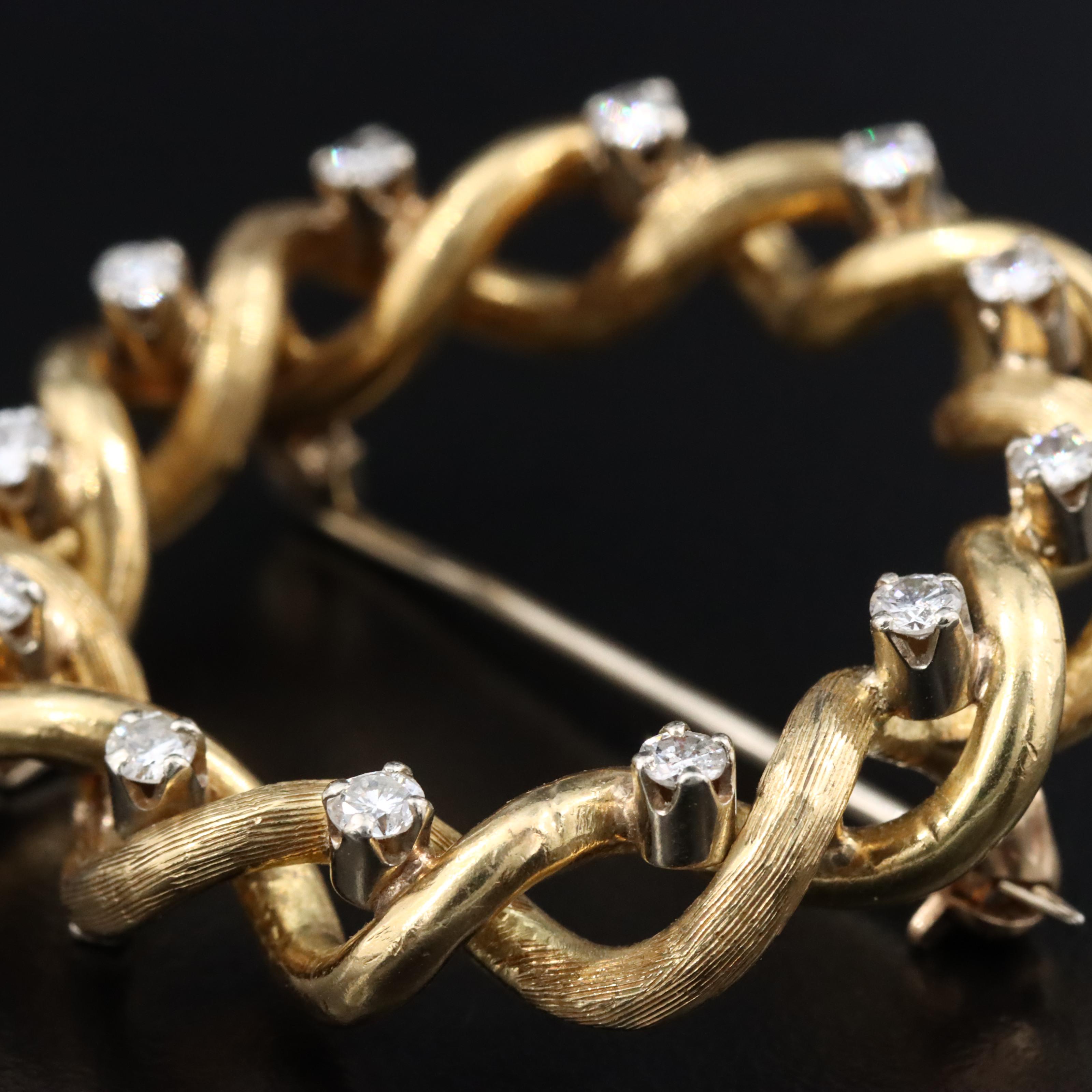 Robert Rosenthal 18K 0.54 CTW Diamond Braided Circle Brooch