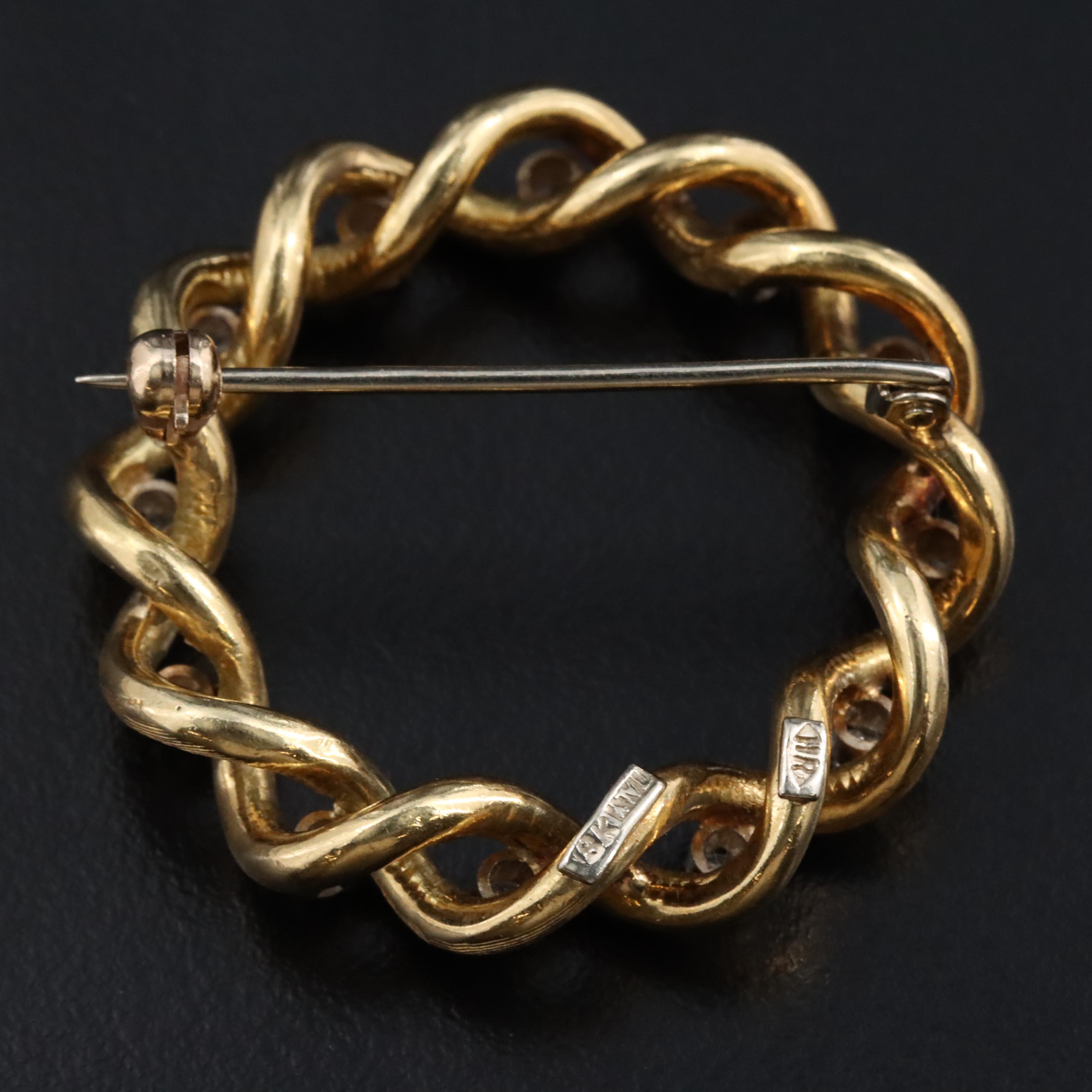 Robert Rosenthal 18K 0.54 CTW Diamond Braided Circle Brooch