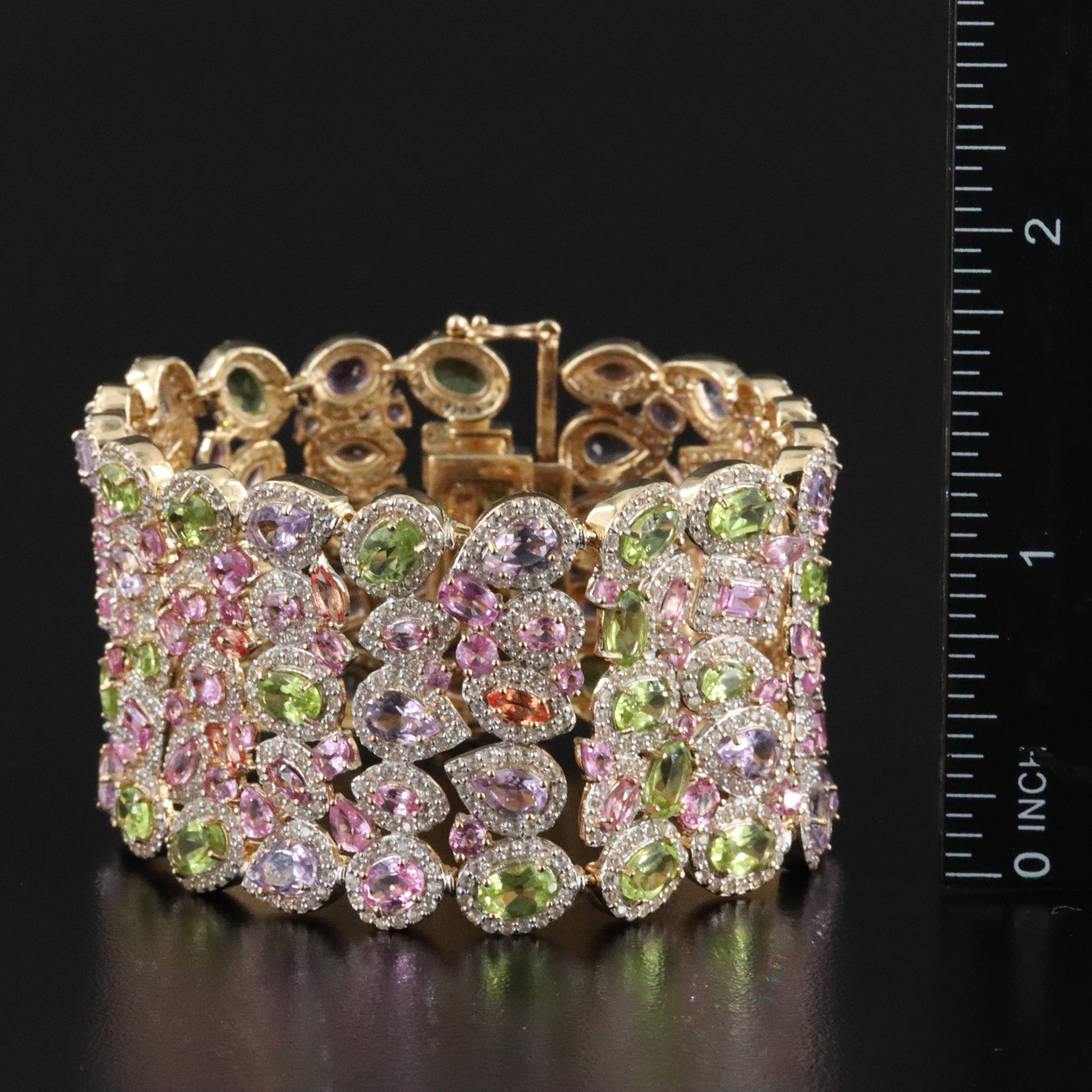 9K Sapphire, Peridot, Amethyst and White Zircon Bracelet