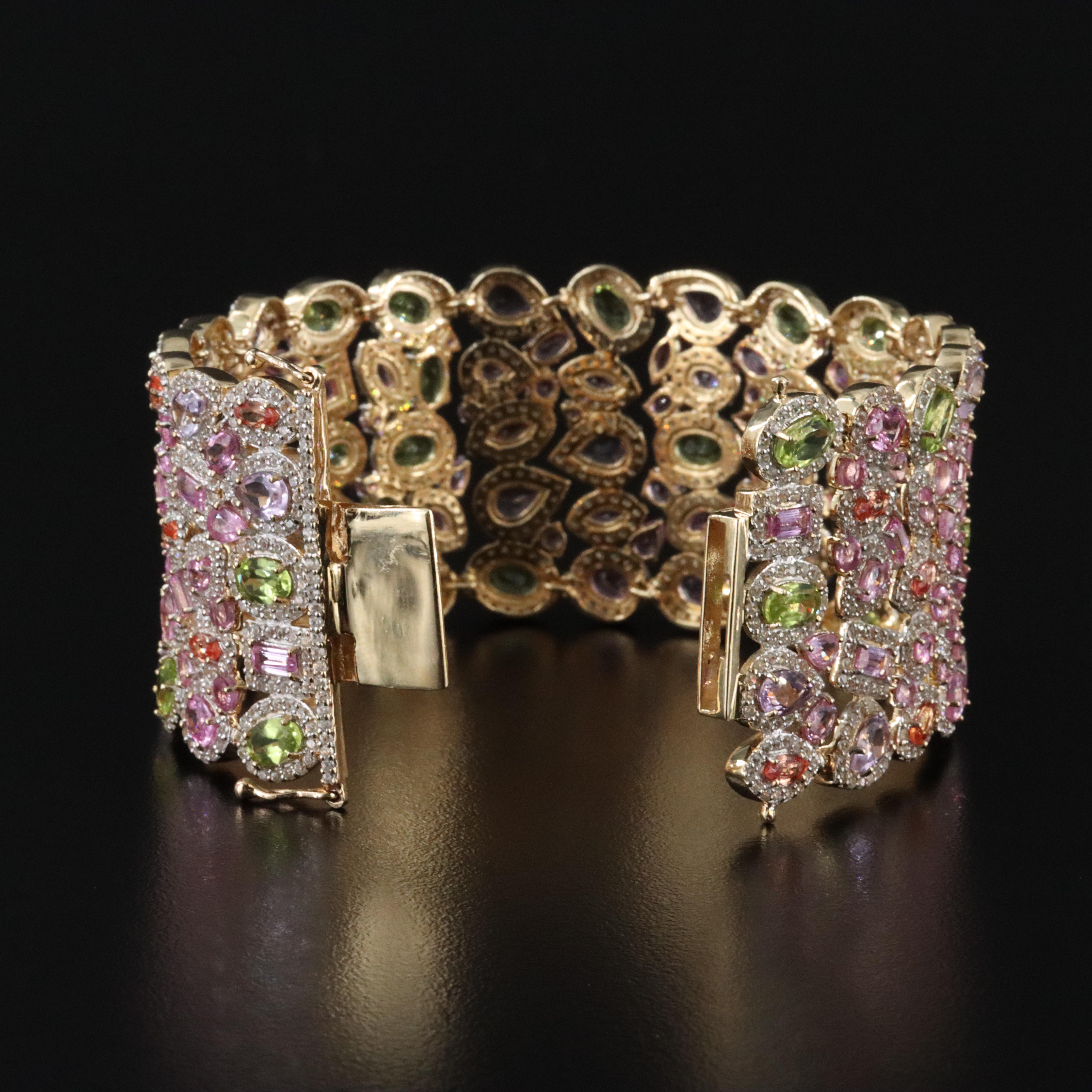 9K Sapphire, Peridot, Amethyst and White Zircon Bracelet