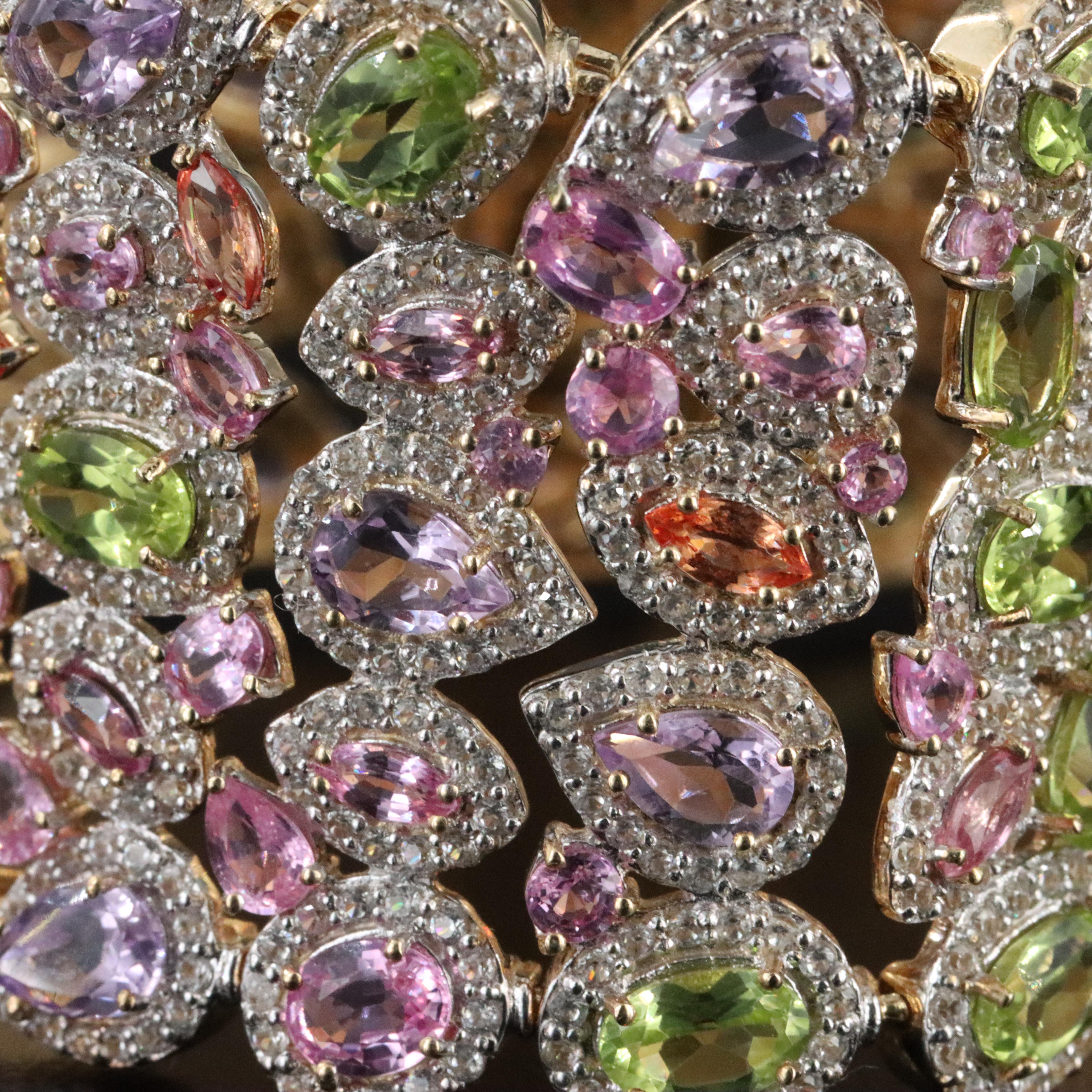 9K Sapphire, Peridot, Amethyst and White Zircon Bracelet