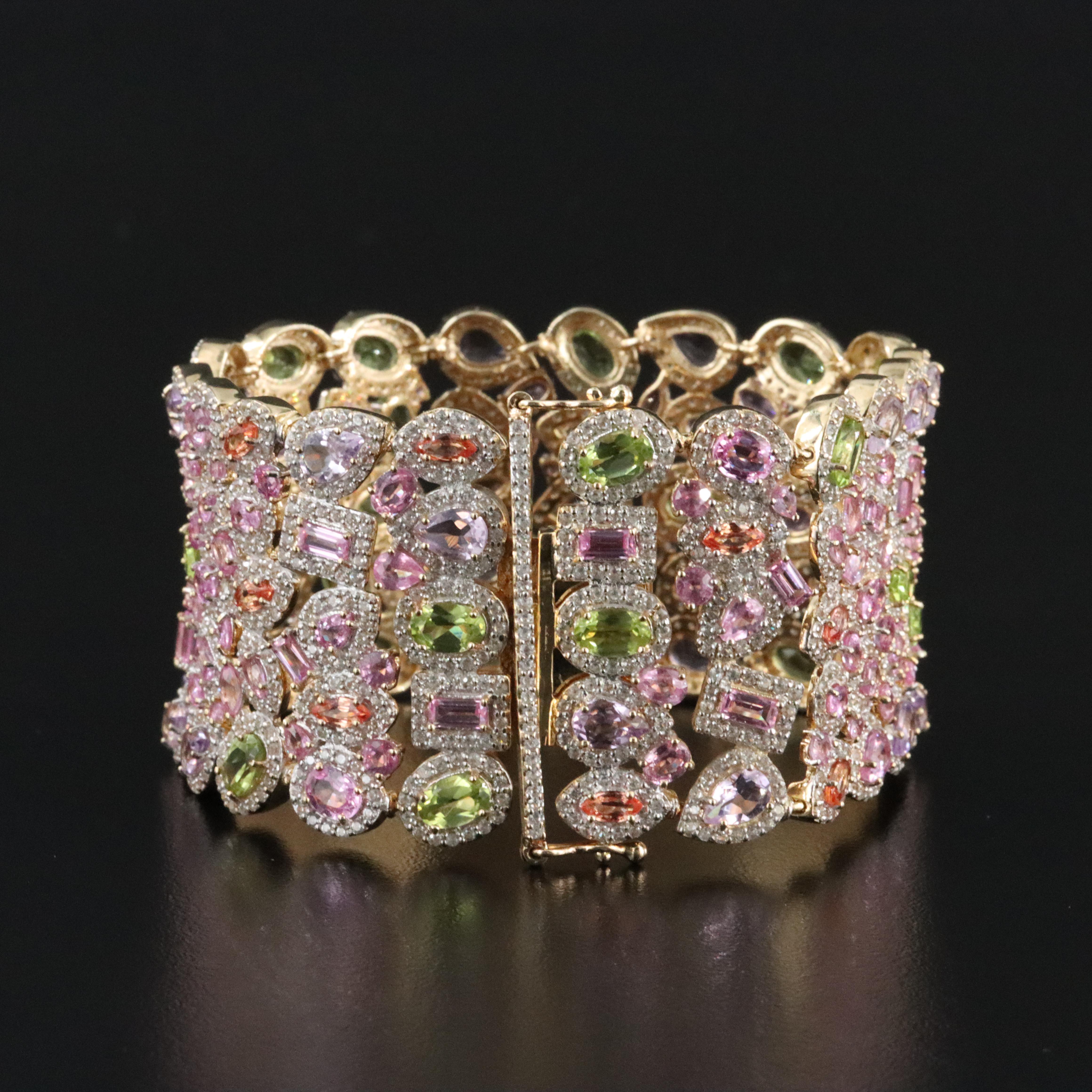 9K Sapphire, Peridot, Amethyst and White Zircon Bracelet