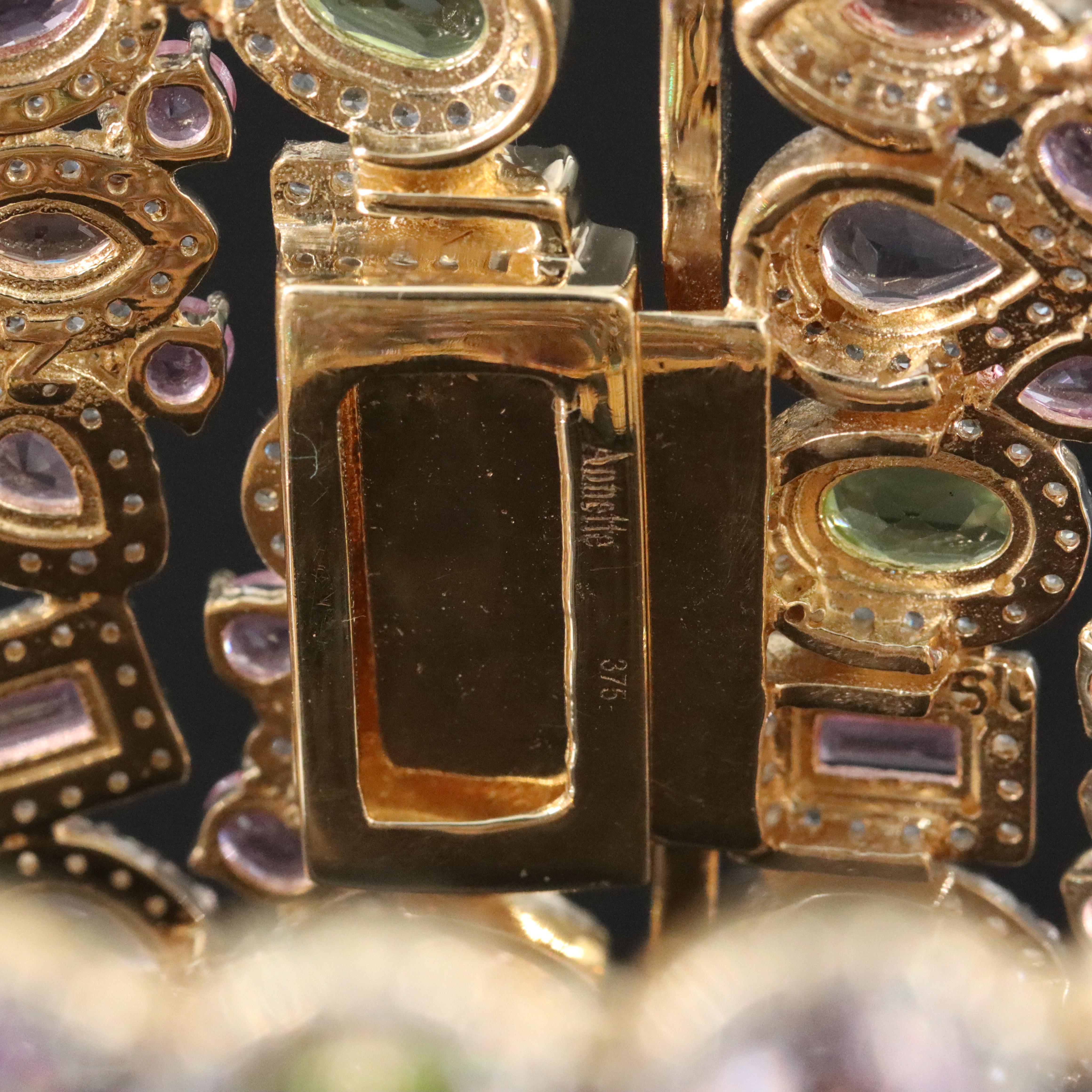 9K Sapphire, Peridot, Amethyst and White Zircon Bracelet