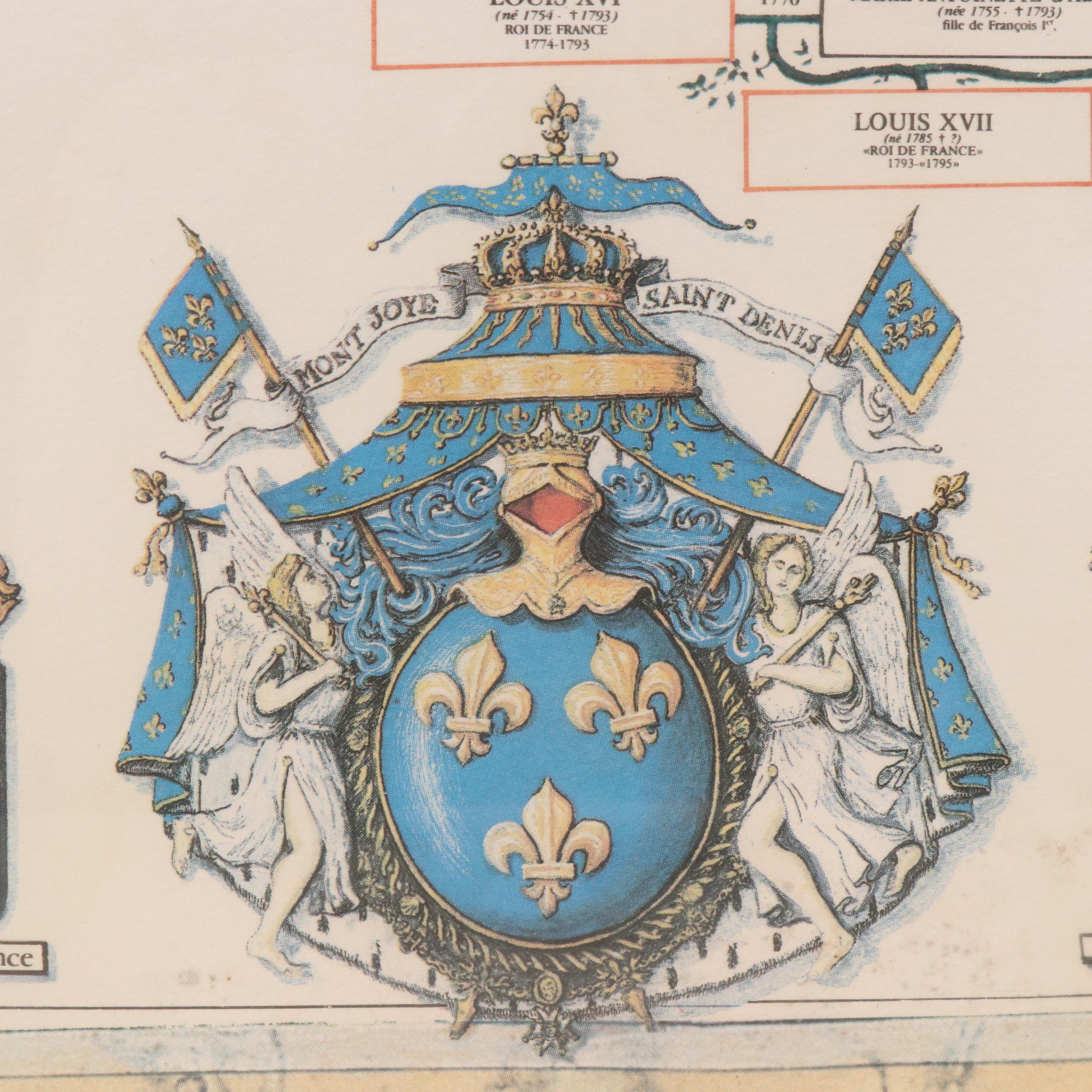 Offset Lithograph "Tableau Généalogique des Rois de France"