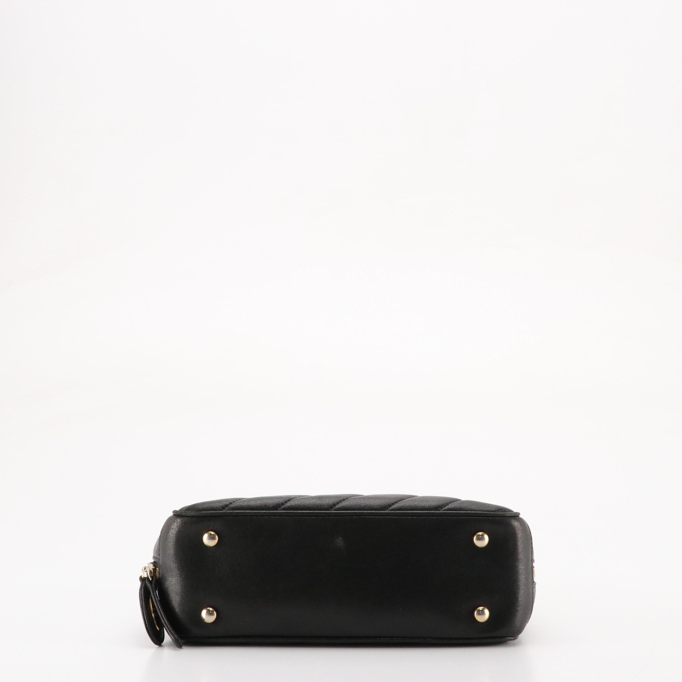 Chanel Zip-Around Chain Strap Camera Bag in Black Diagonal Quilted Leather