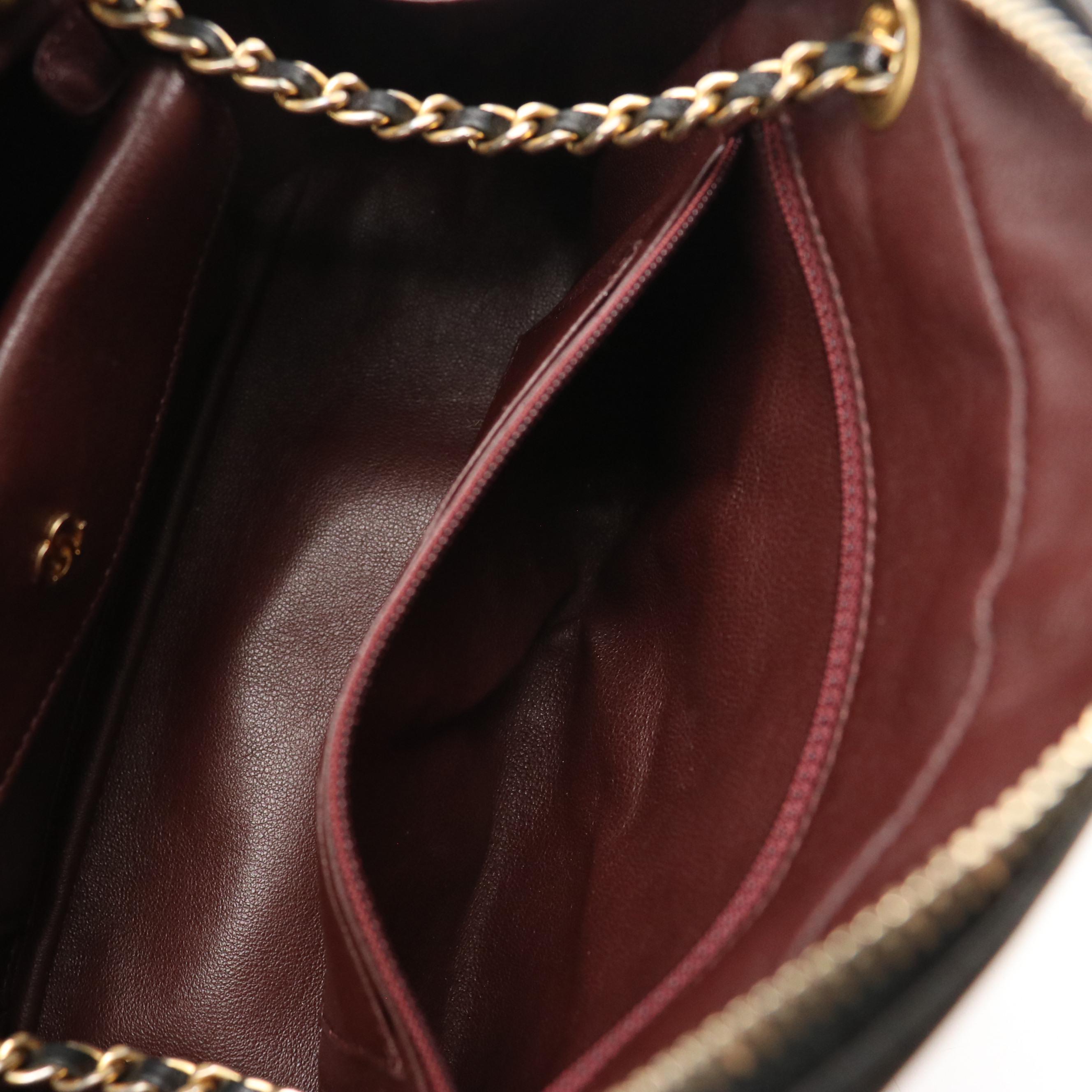 Chanel Zip-Around Chain Strap Camera Bag in Black Diagonal Quilted Leather