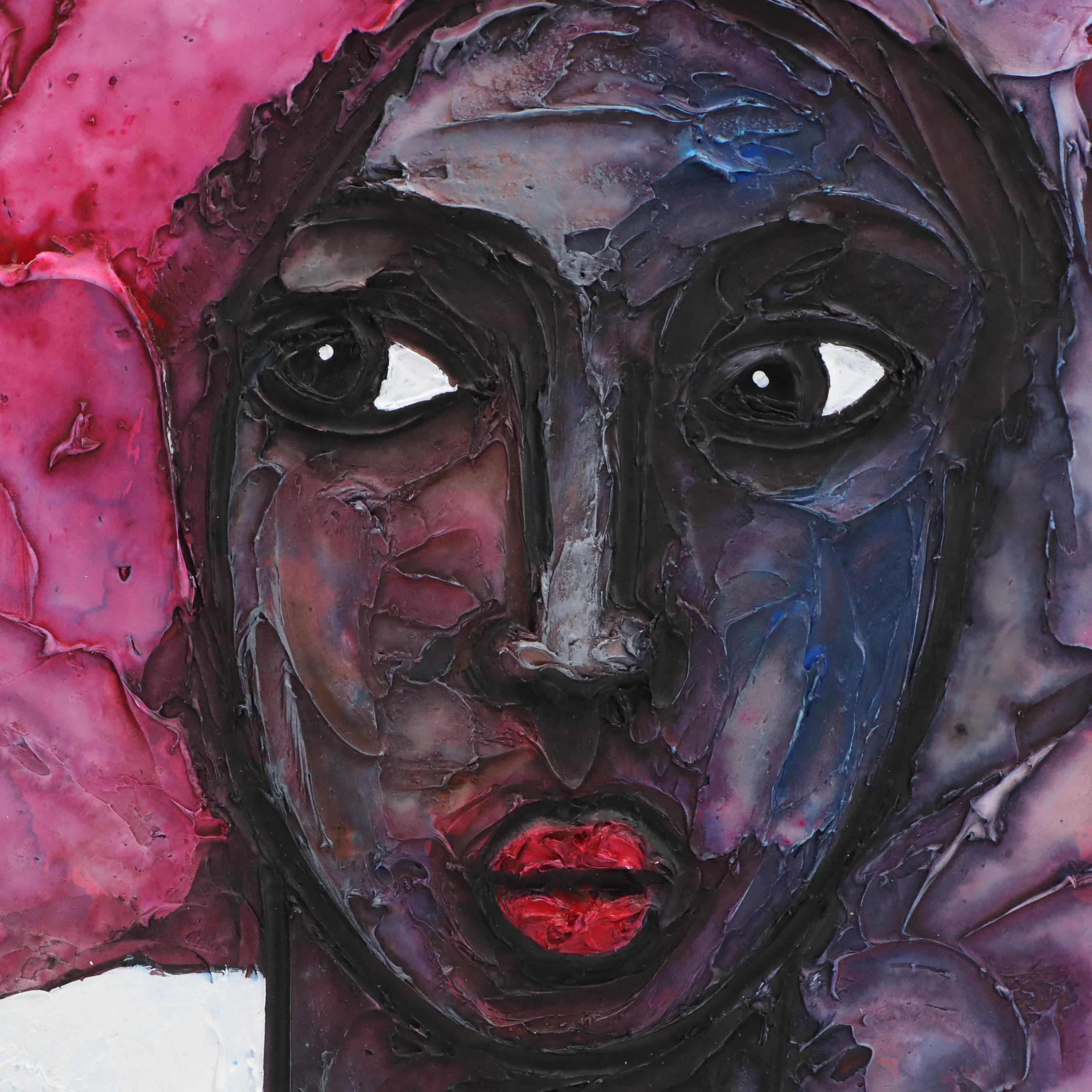 Abiola Idowu Stylized Mixed Media Portrait "Ore-Ofe (Grace)," 2024