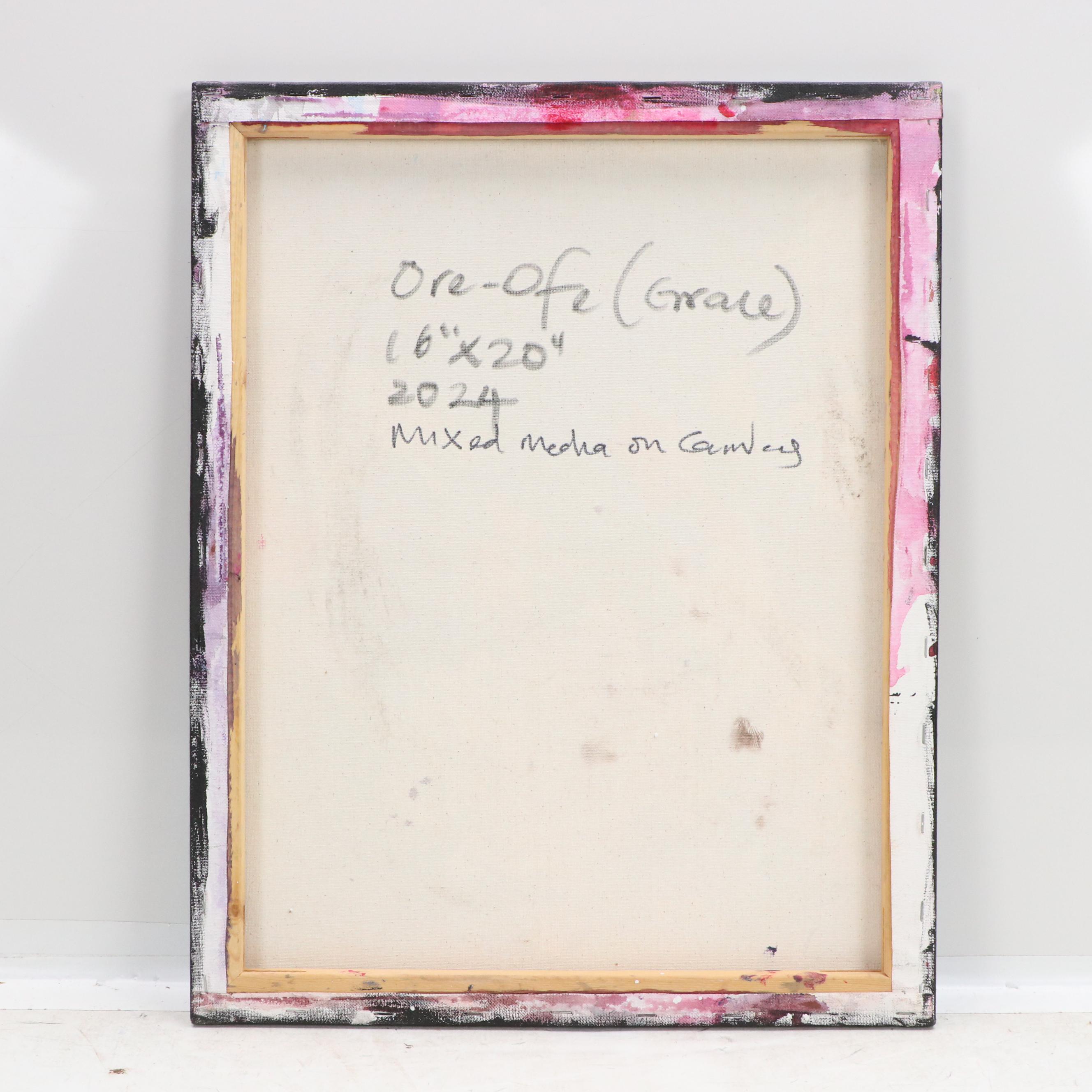 Abiola Idowu Stylized Mixed Media Portrait "Ore-Ofe (Grace)," 2024