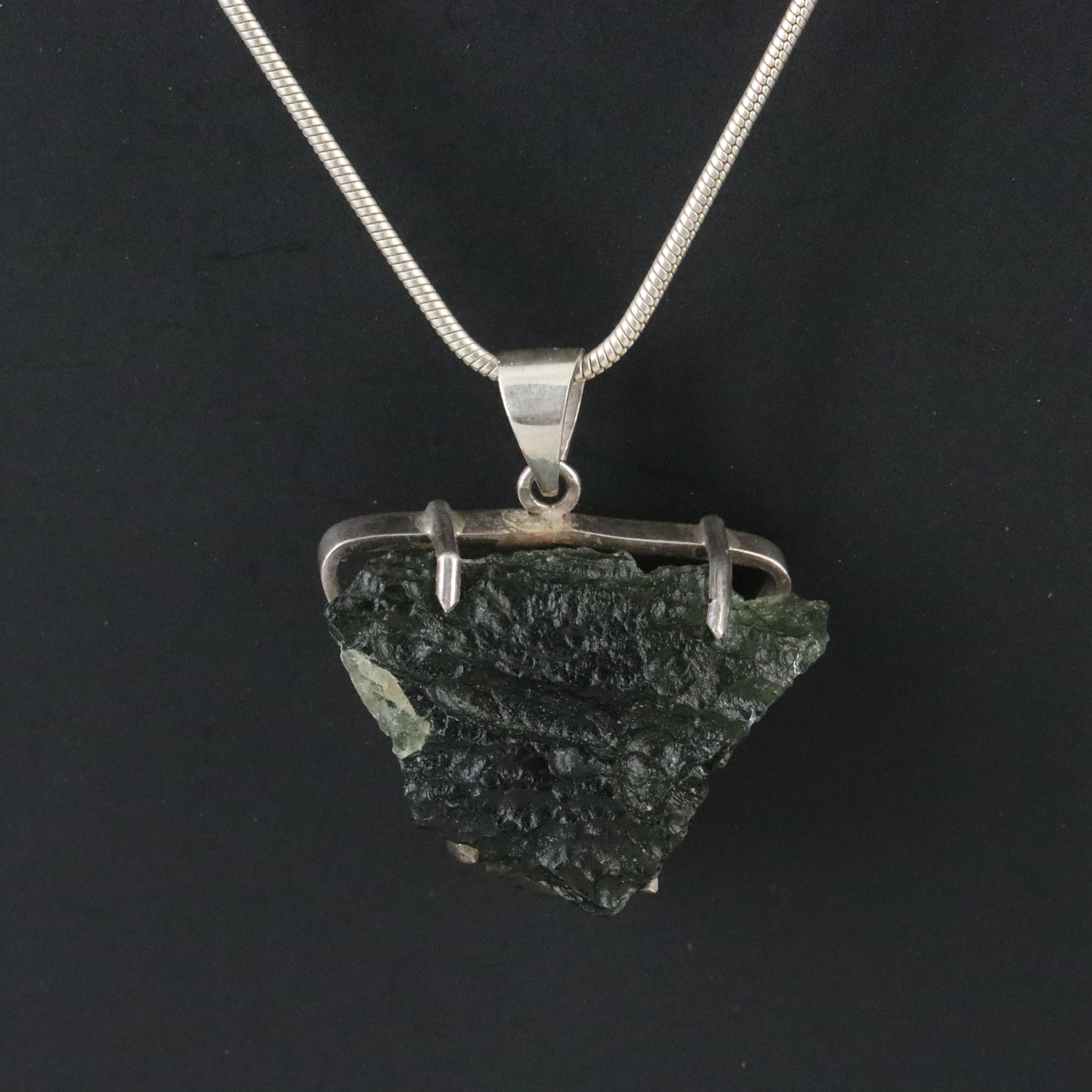 Sterling Moldavite Pendant Necklace