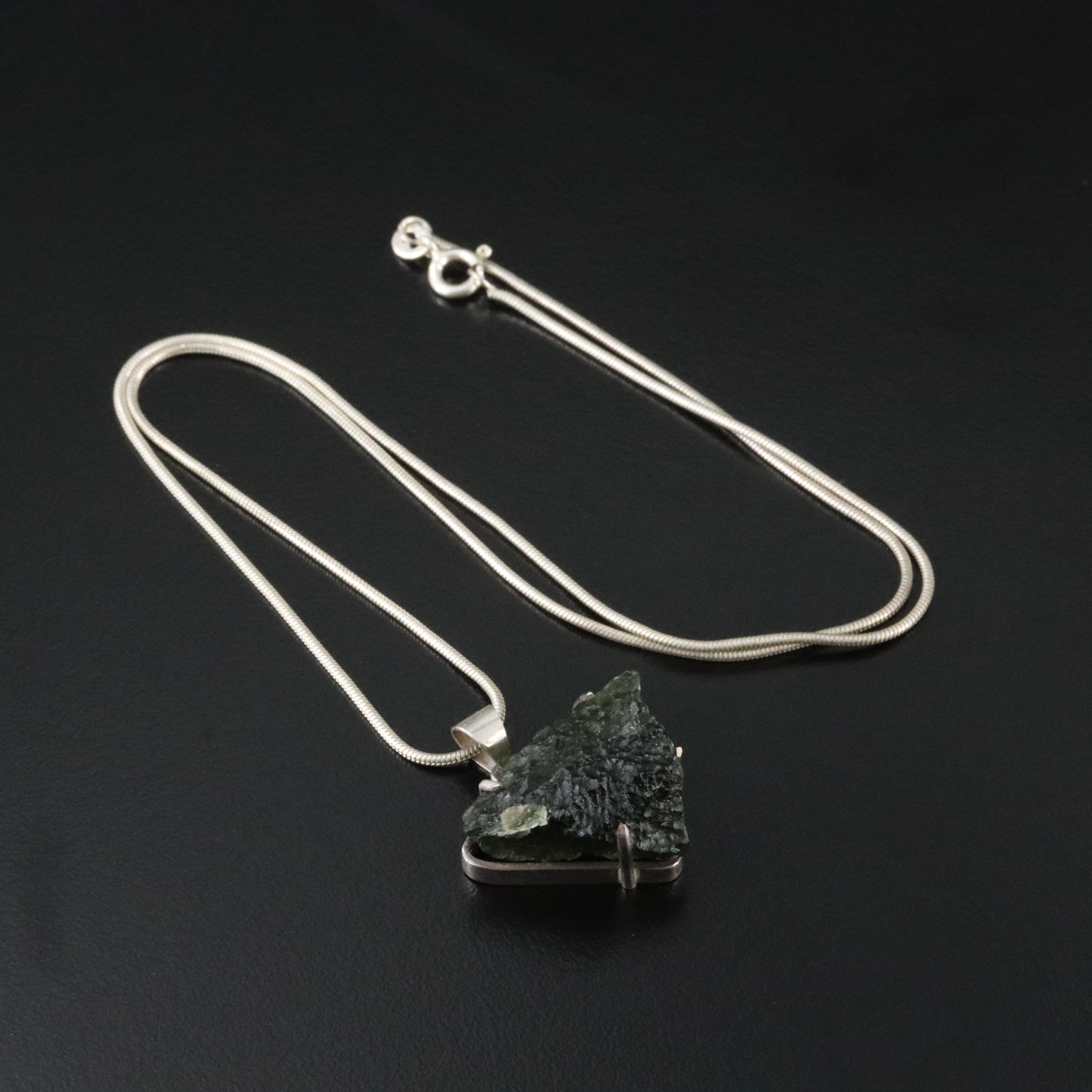 Sterling Moldavite Pendant Necklace