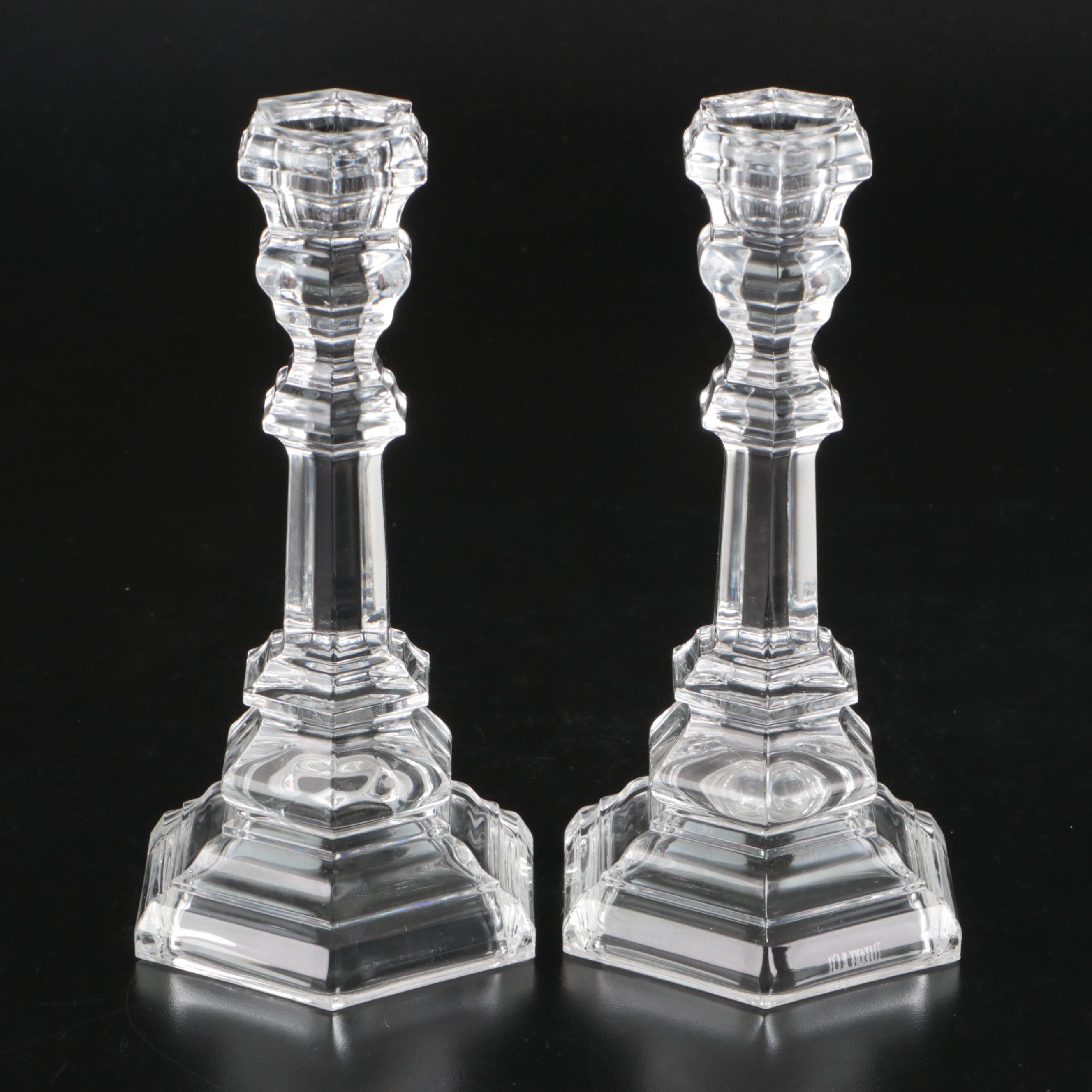 Tiffany & Co. "Plymouth" Crystal Candlestick Pair