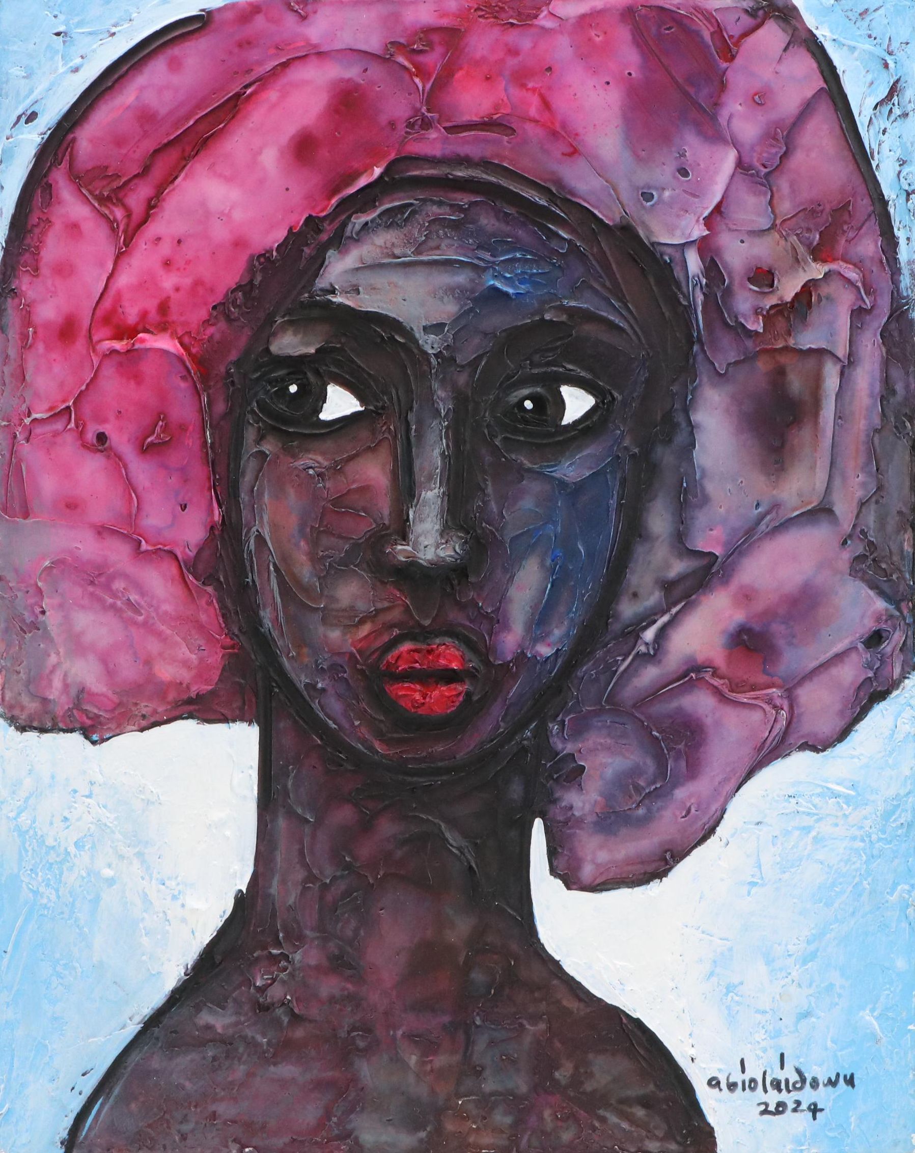 Abiola Idowu Stylized Mixed Media Portrait "Ore-Ofe (Grace)," 2024