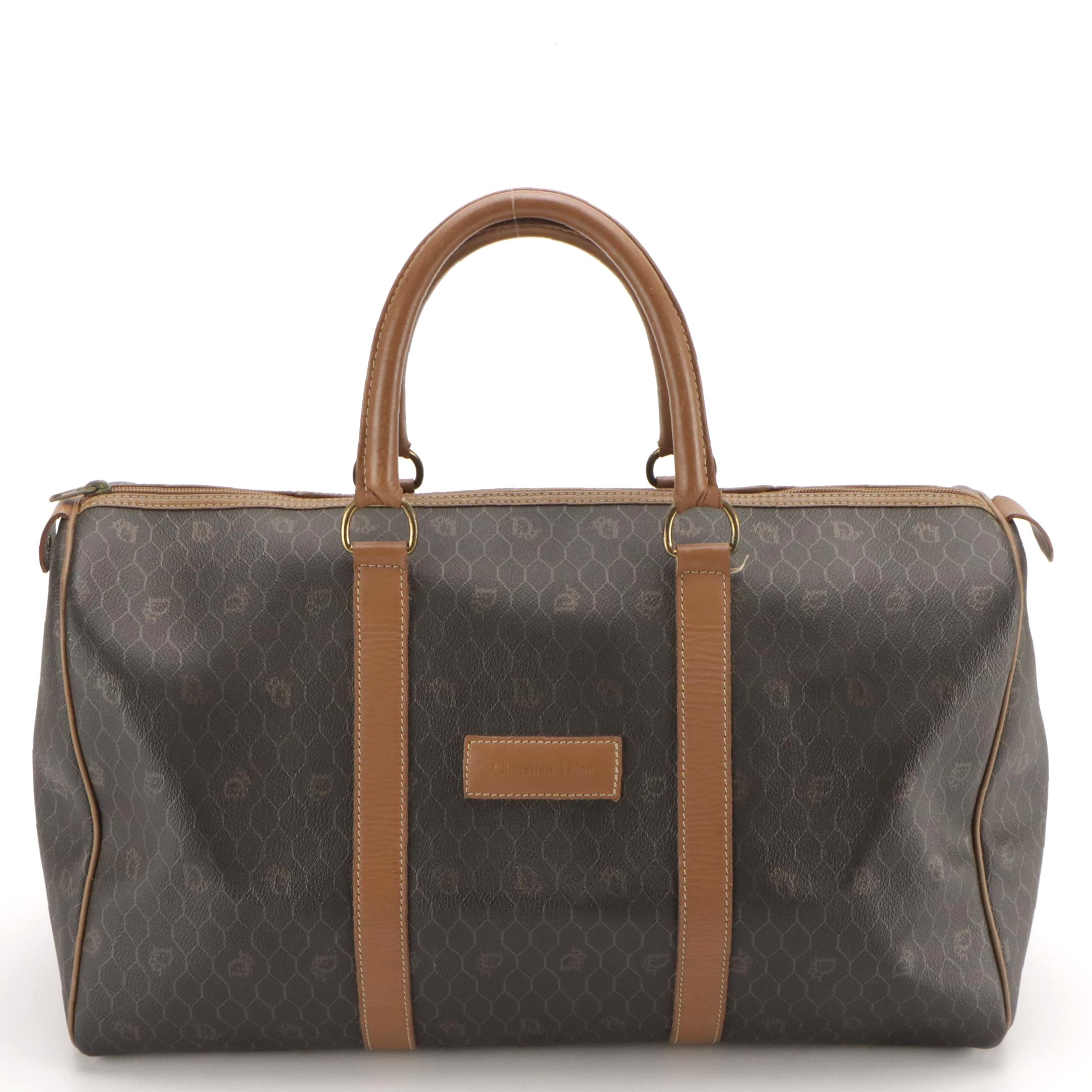 Christian Dior Small Travel Duffle in Logo Honeycomb Coated Canvas