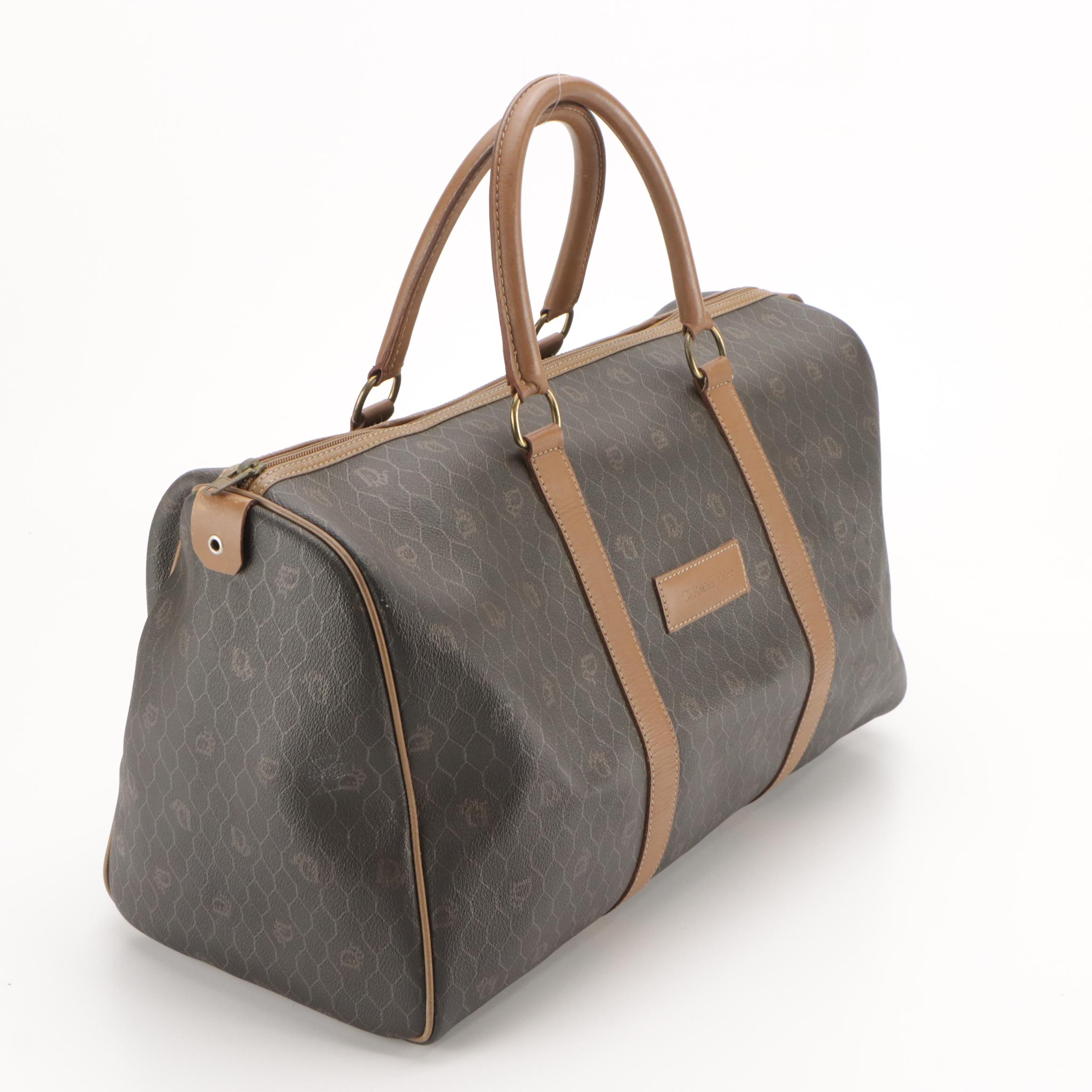 Christian Dior Small Travel Duffle in Logo Honeycomb Coated Canvas