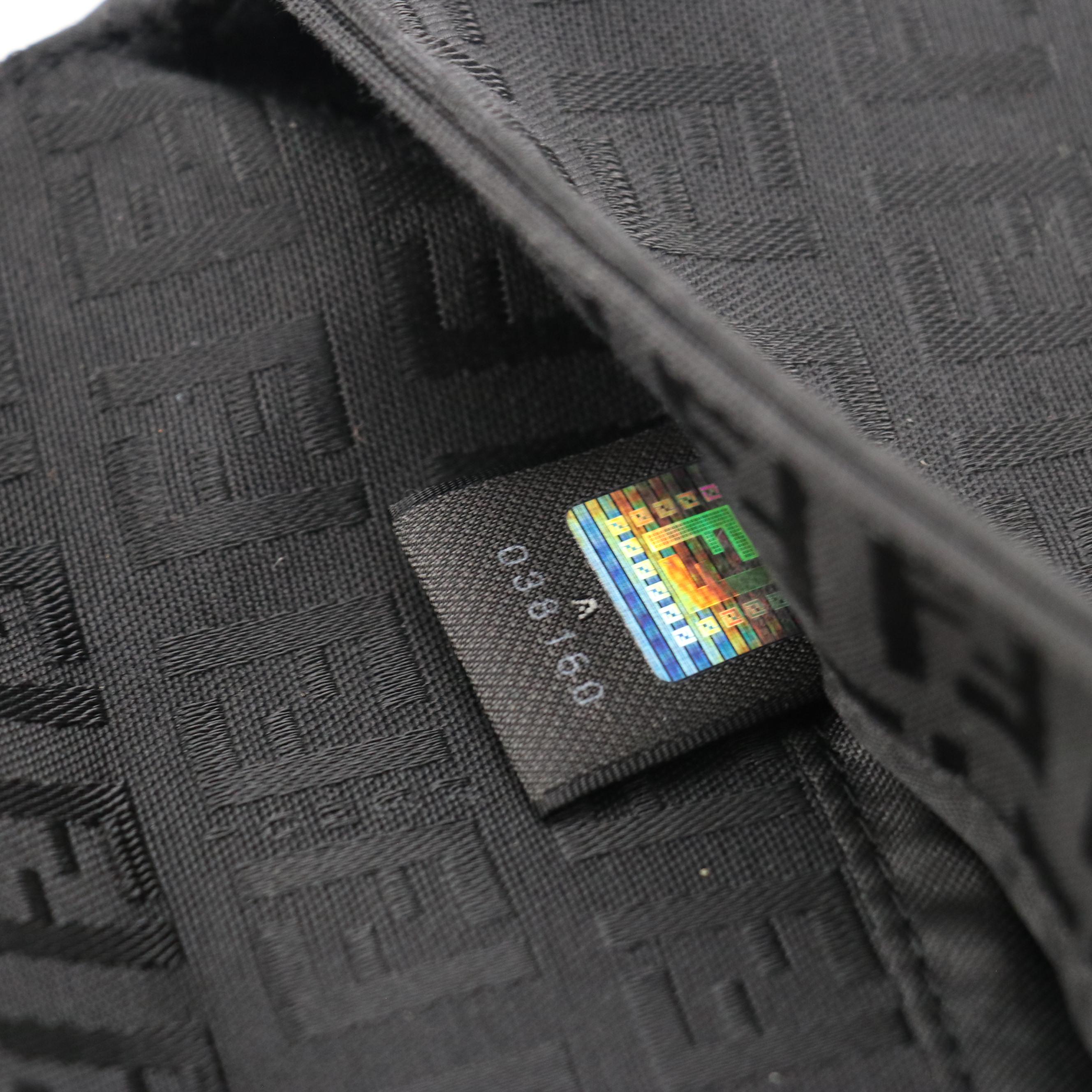 Fendi Front Flap Crossbody Bag in Black Zucchino Canvas and Leather Trim