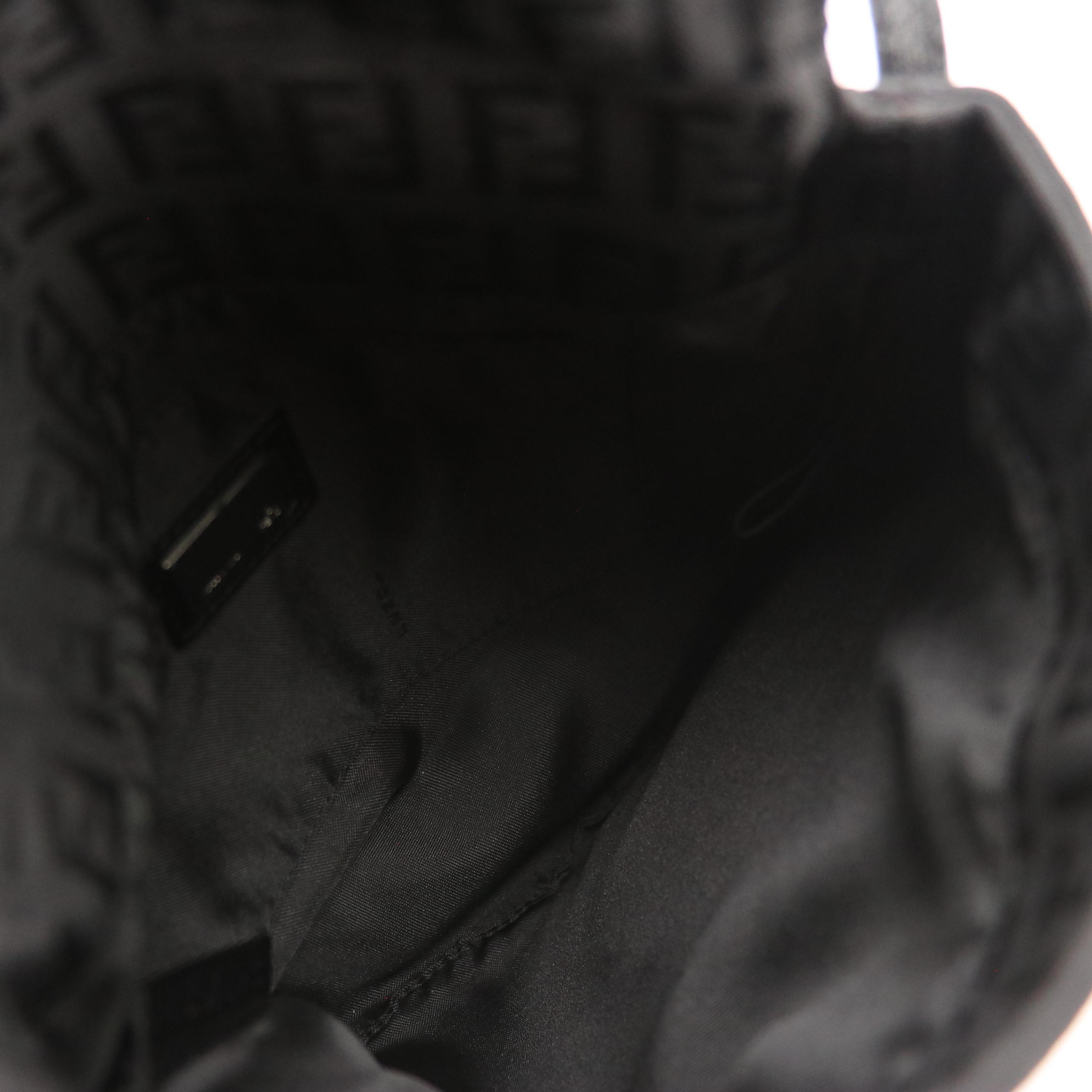 Fendi Front Flap Crossbody Bag in Black Zucchino Canvas and Leather Trim