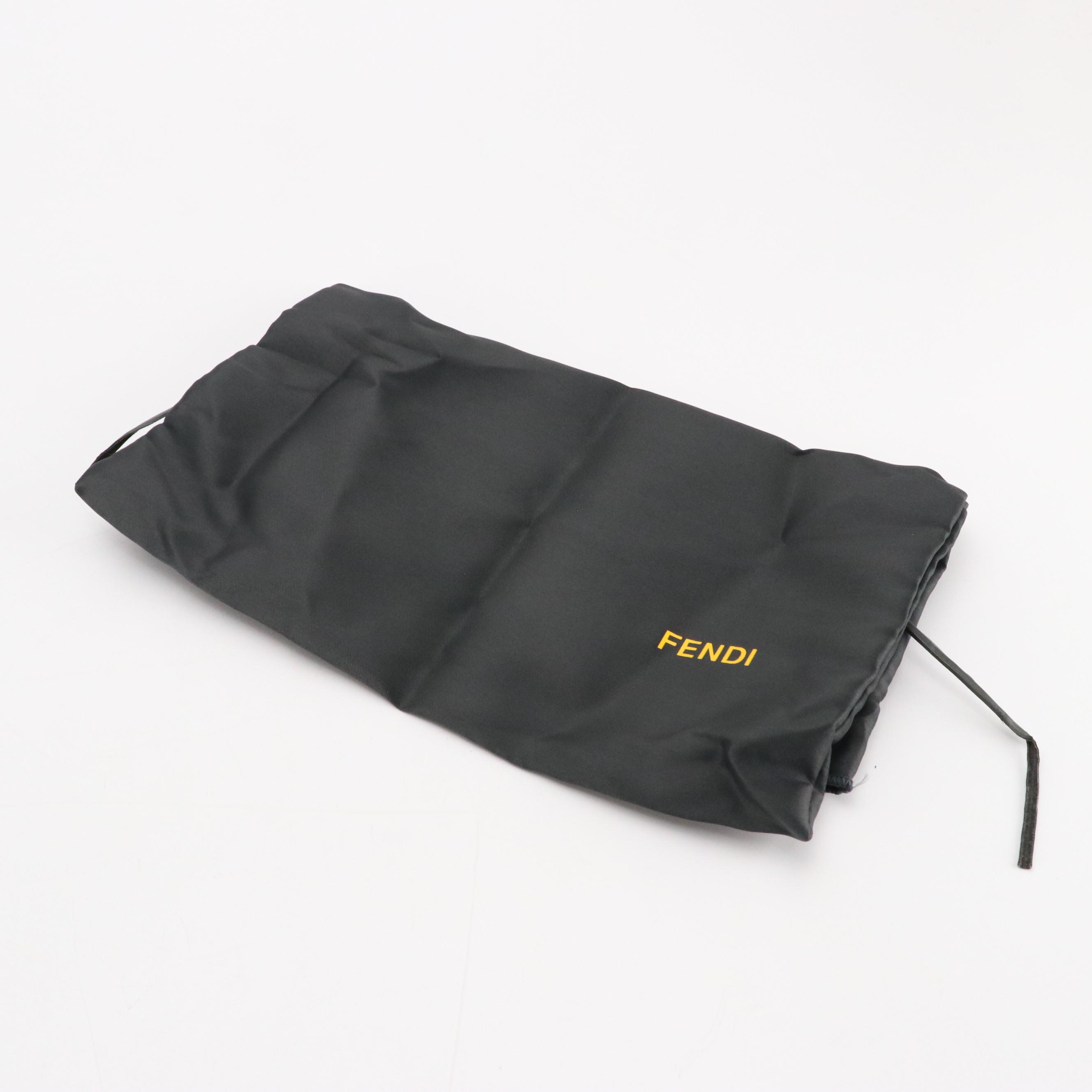 Fendi Front Flap Crossbody Bag in Black Zucchino Canvas and Leather Trim