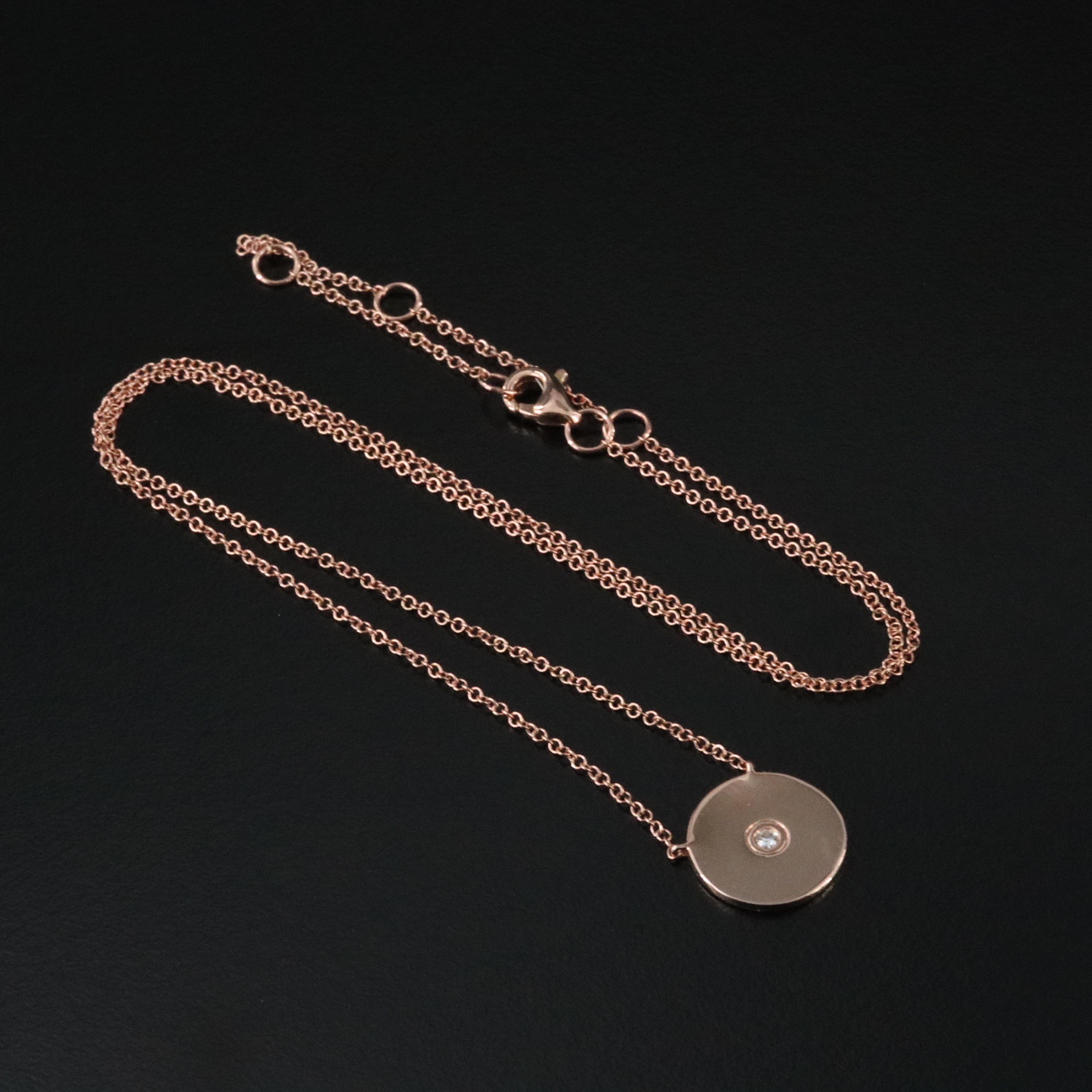 14K Rose Gold 0.02 CT Necklace