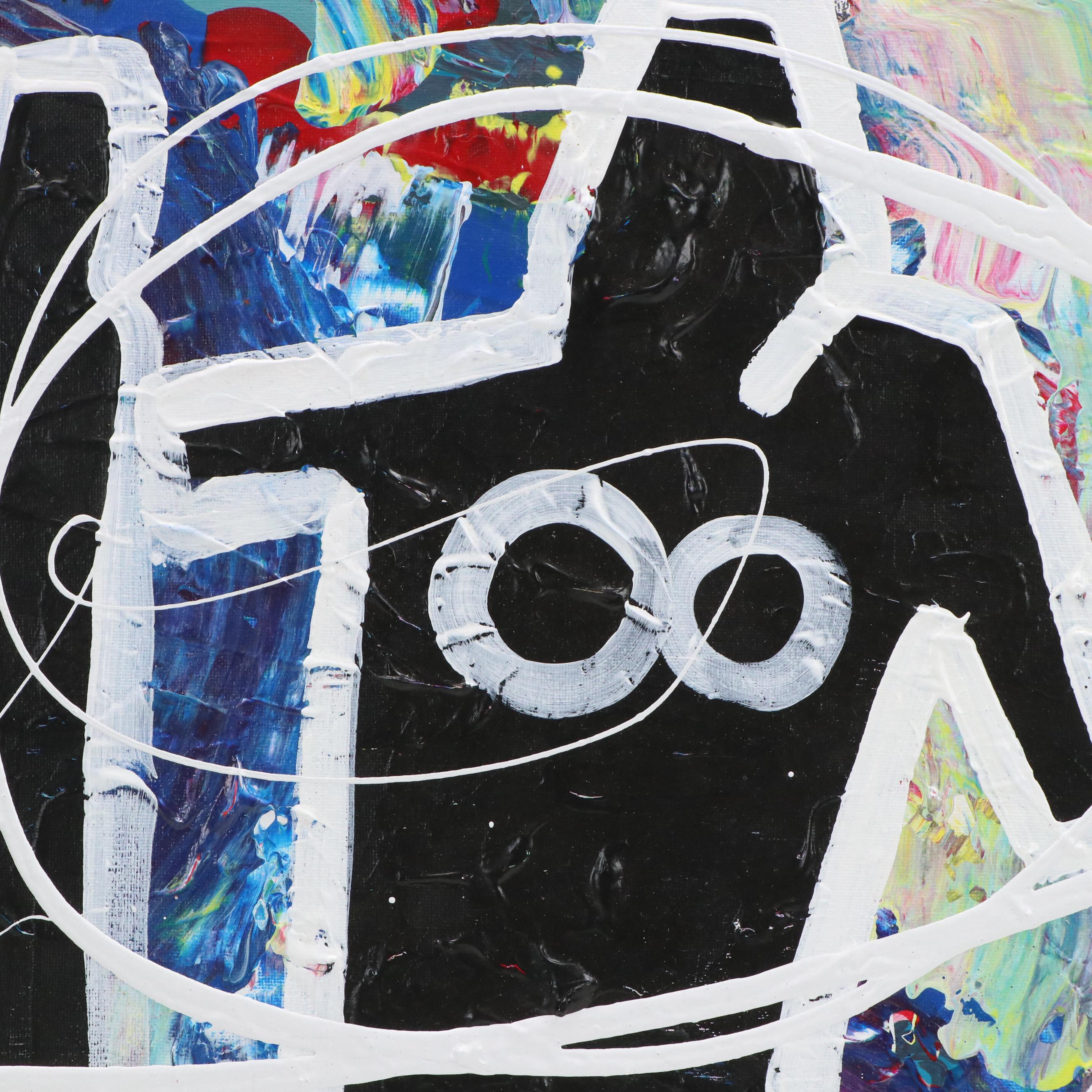 Abiola Idowu Stylized Figural Mixed Media Painting "Sunrise With Me," 2023