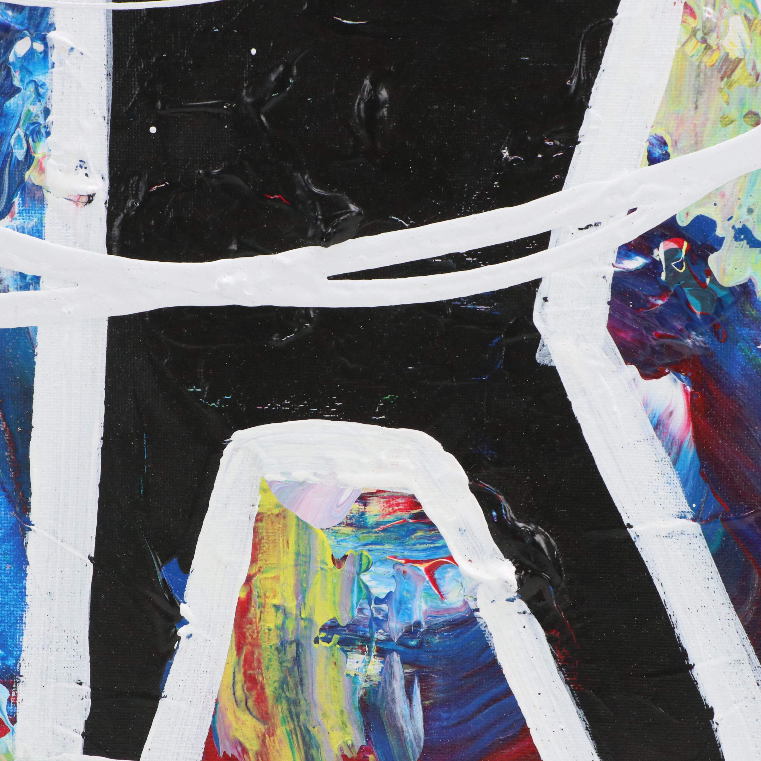 Abiola Idowu Stylized Figural Mixed Media Painting "Sunrise With Me," 2023