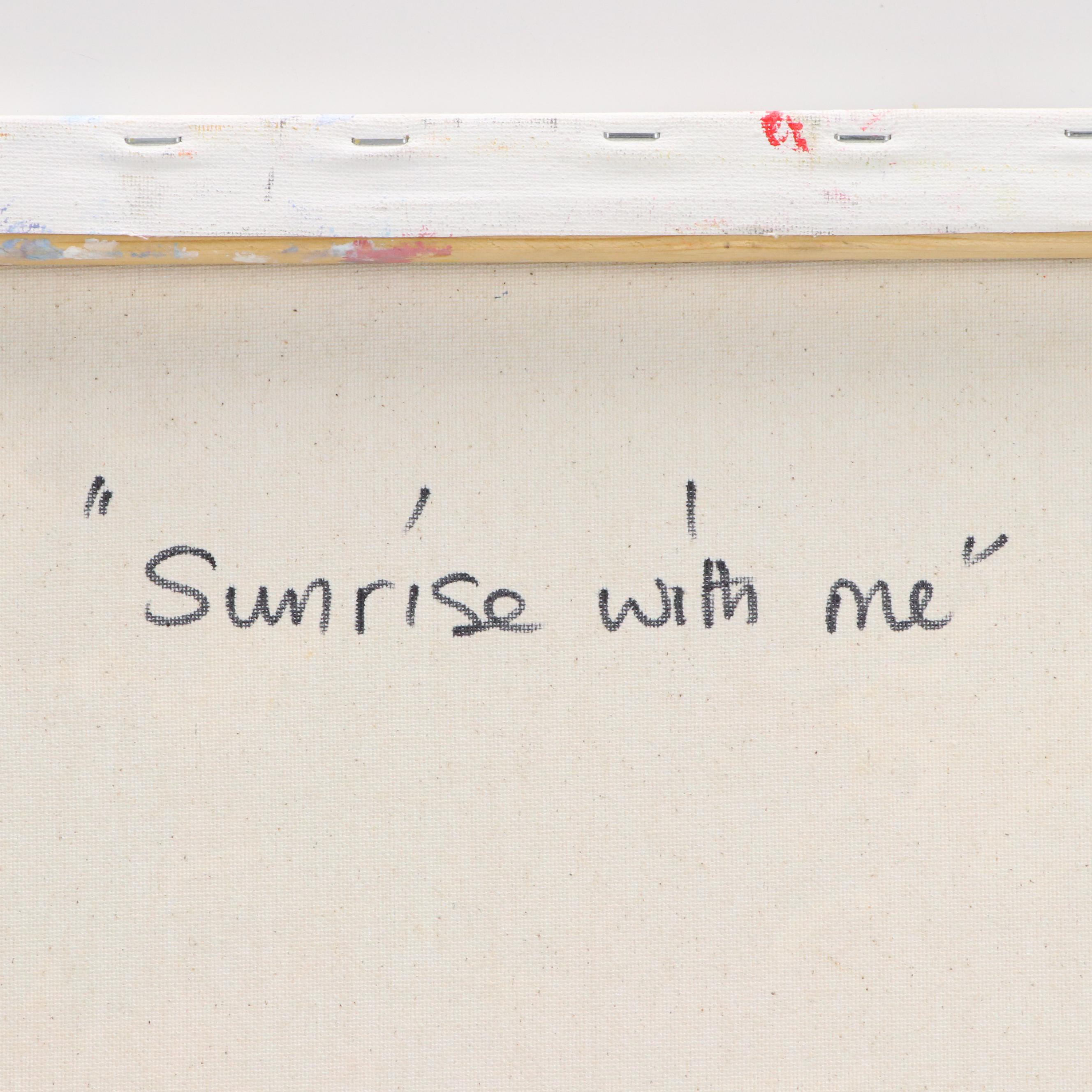 Abiola Idowu Stylized Figural Mixed Media Painting "Sunrise With Me," 2023