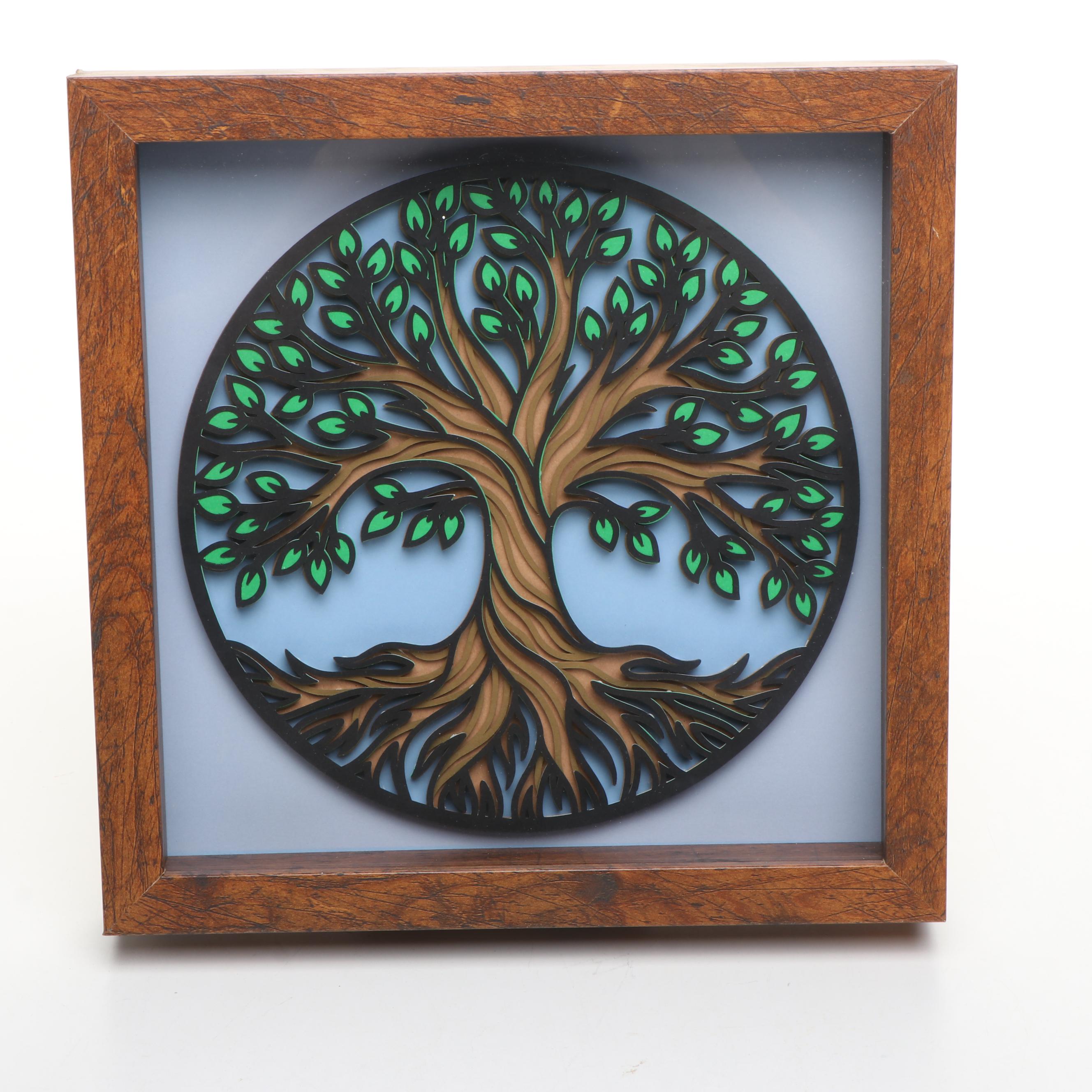 Artist Signed Cut Paper Tree Art