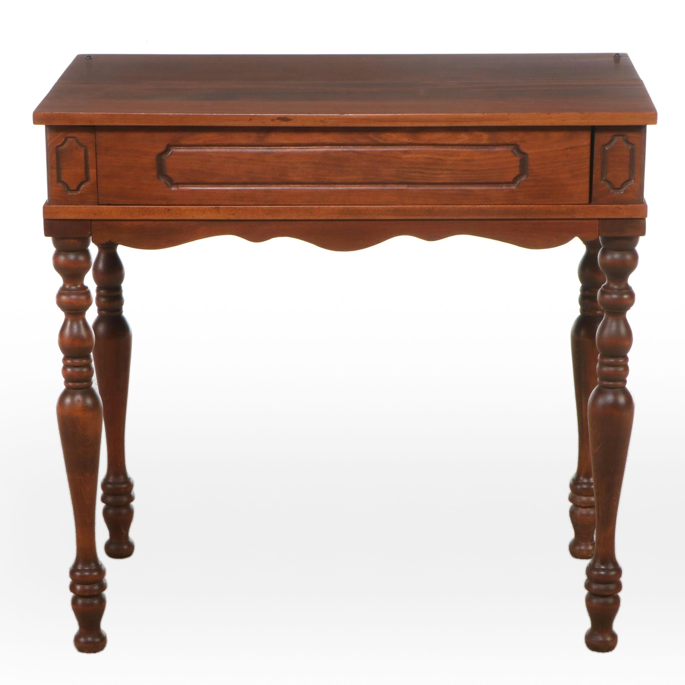 Walnut Spinet Writing Desk with Turned Legs