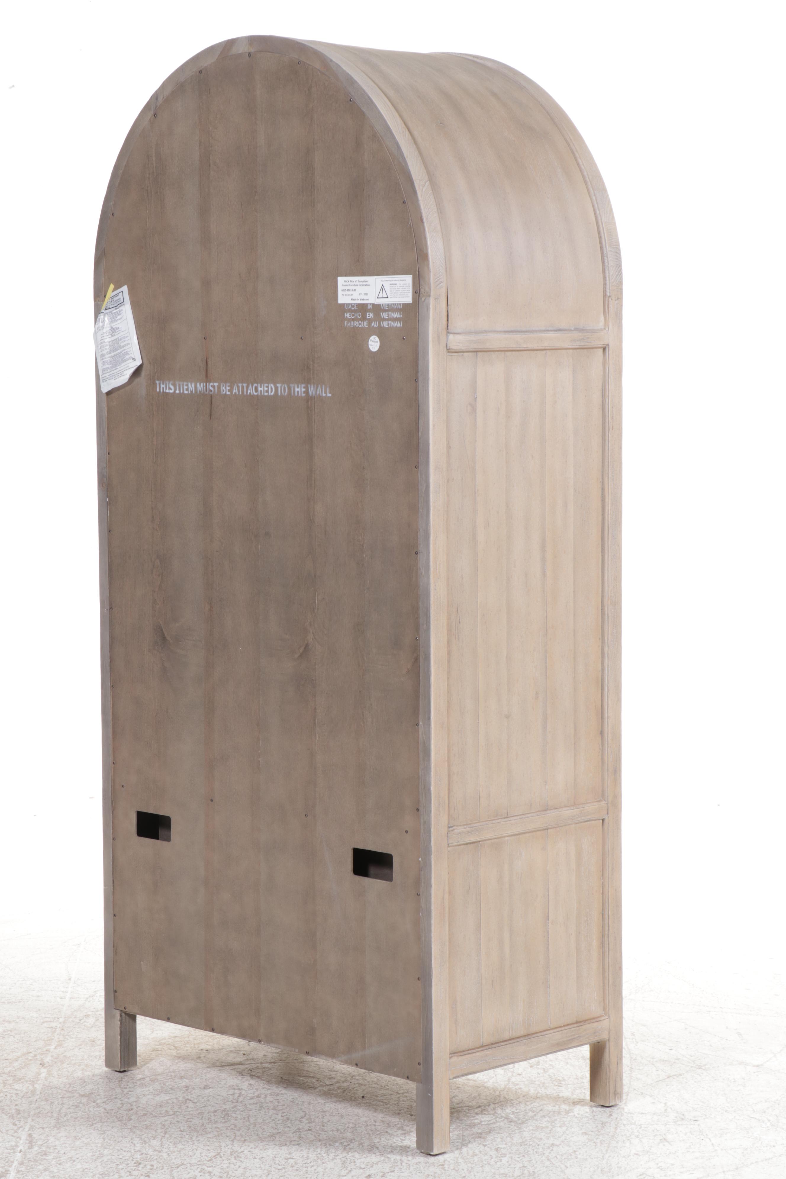 Hooker Furniture Contemporary Arch Top Wood and Wicker Armoire