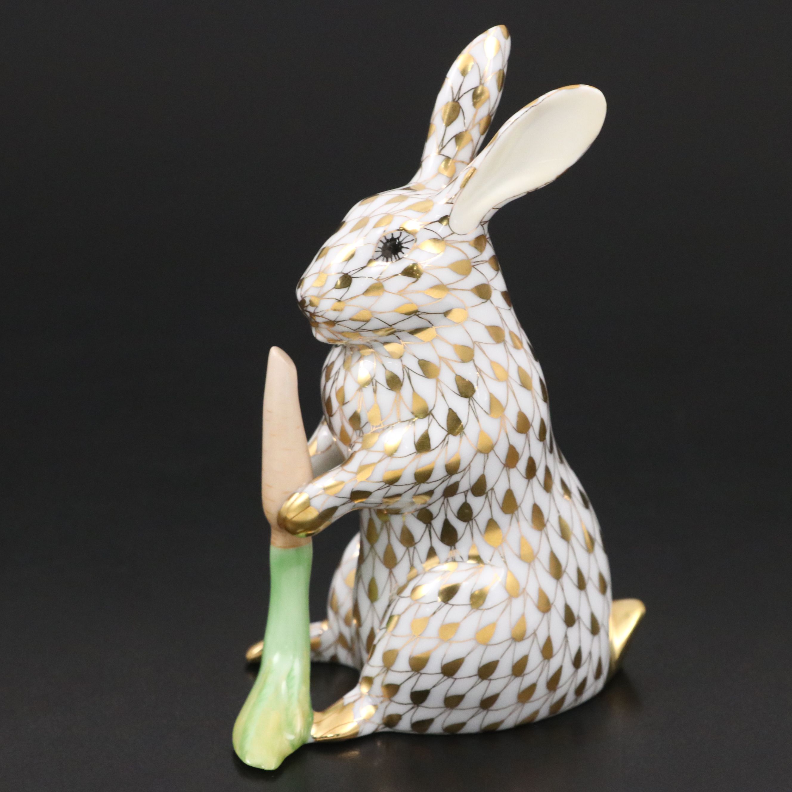 Herend Guild Gold Fishnet "Garden Bunny" Porcelain Figurine, 2005