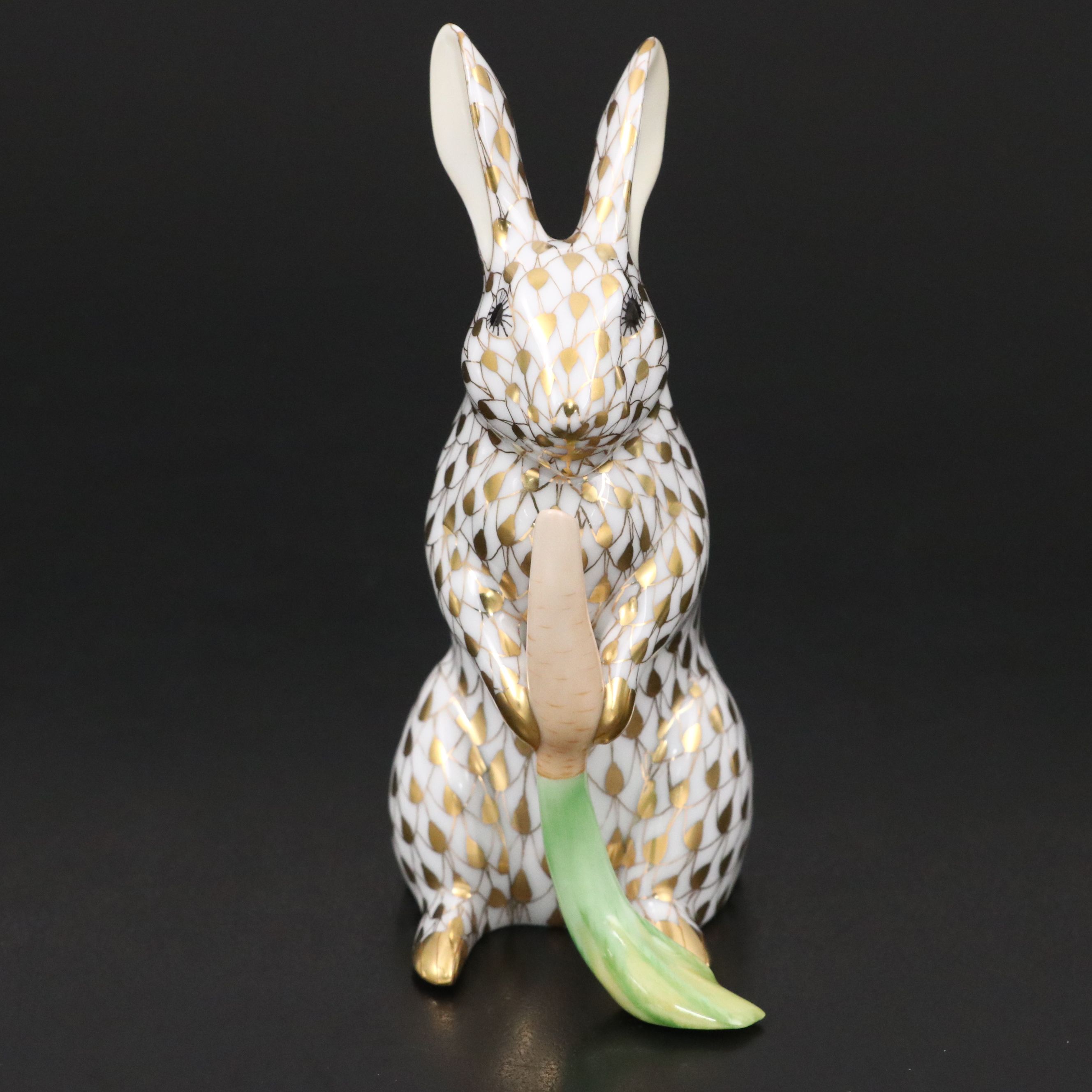 Herend Guild Gold Fishnet "Garden Bunny" Porcelain Figurine, 2005
