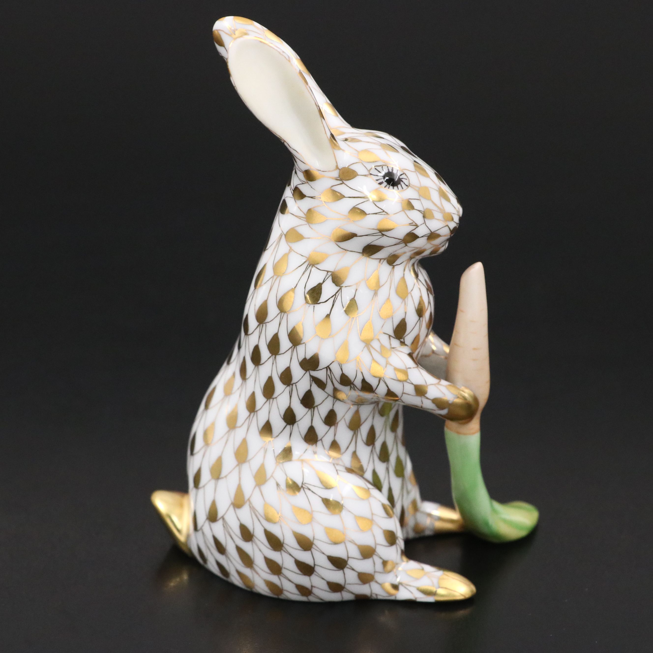 Herend Guild Gold Fishnet "Garden Bunny" Porcelain Figurine, 2005