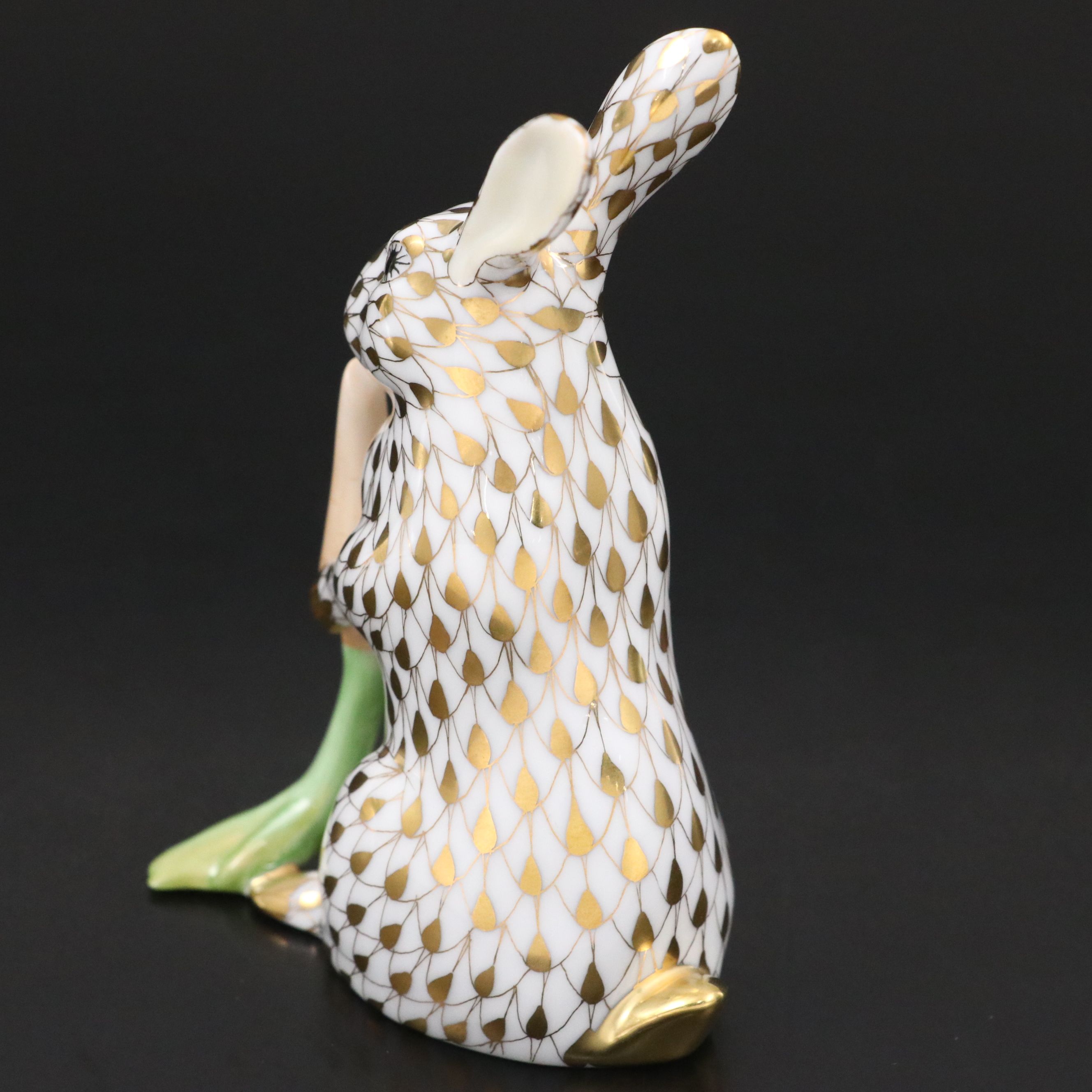Herend Guild Gold Fishnet "Garden Bunny" Porcelain Figurine, 2005