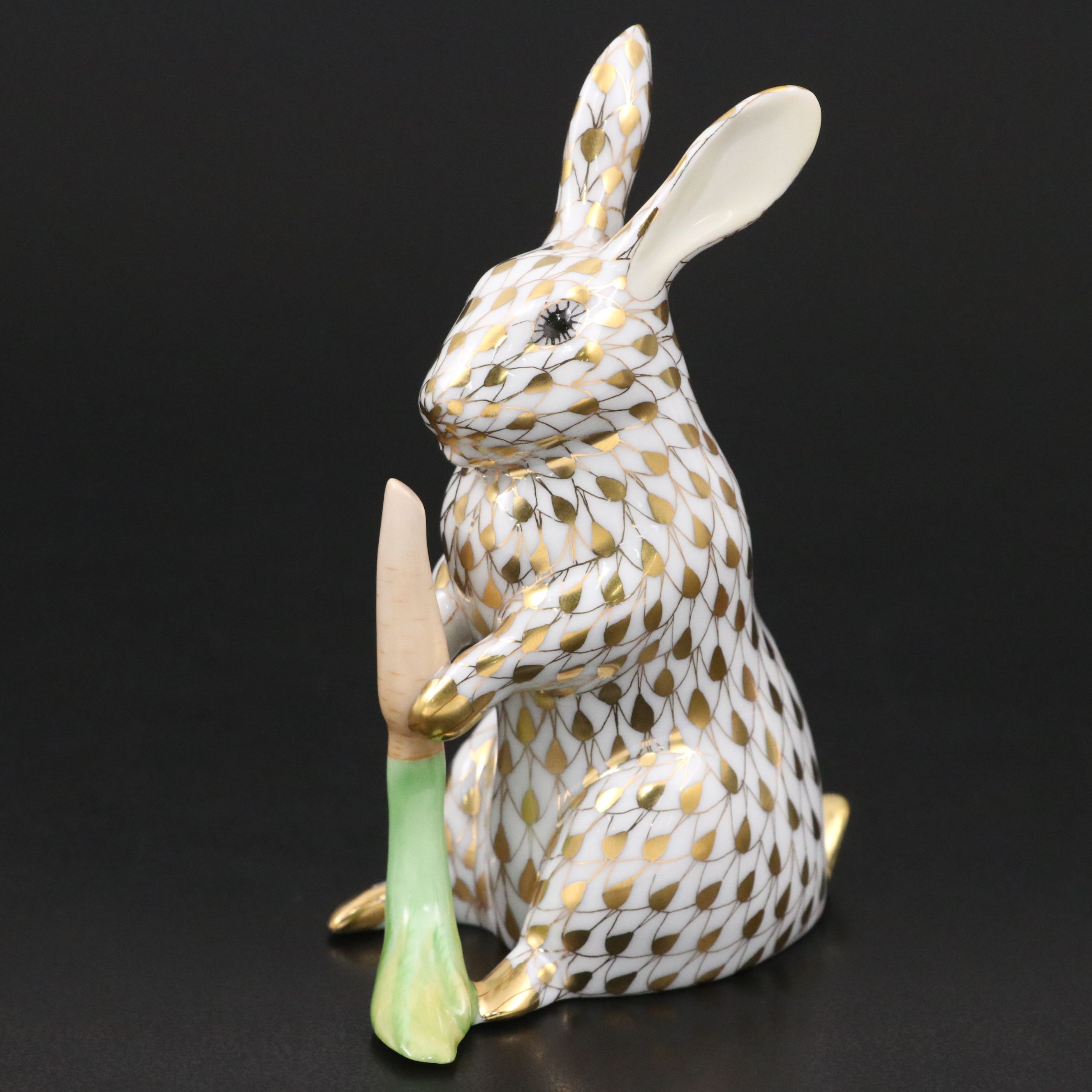 Herend Guild Gold Fishnet "Garden Bunny" Porcelain Figurine, 2005