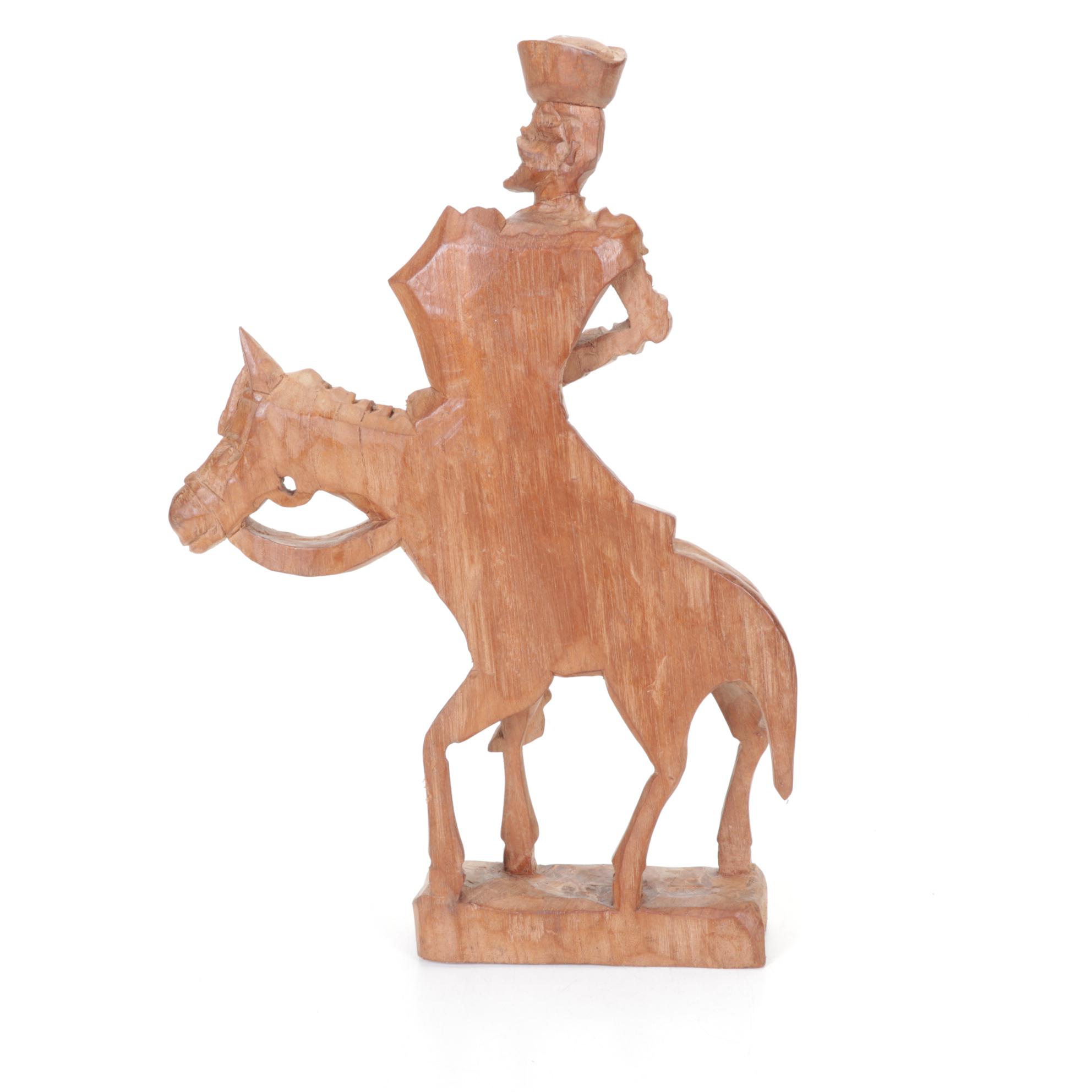 Carved Wood Don Quixote & Sancho Panza Figurines