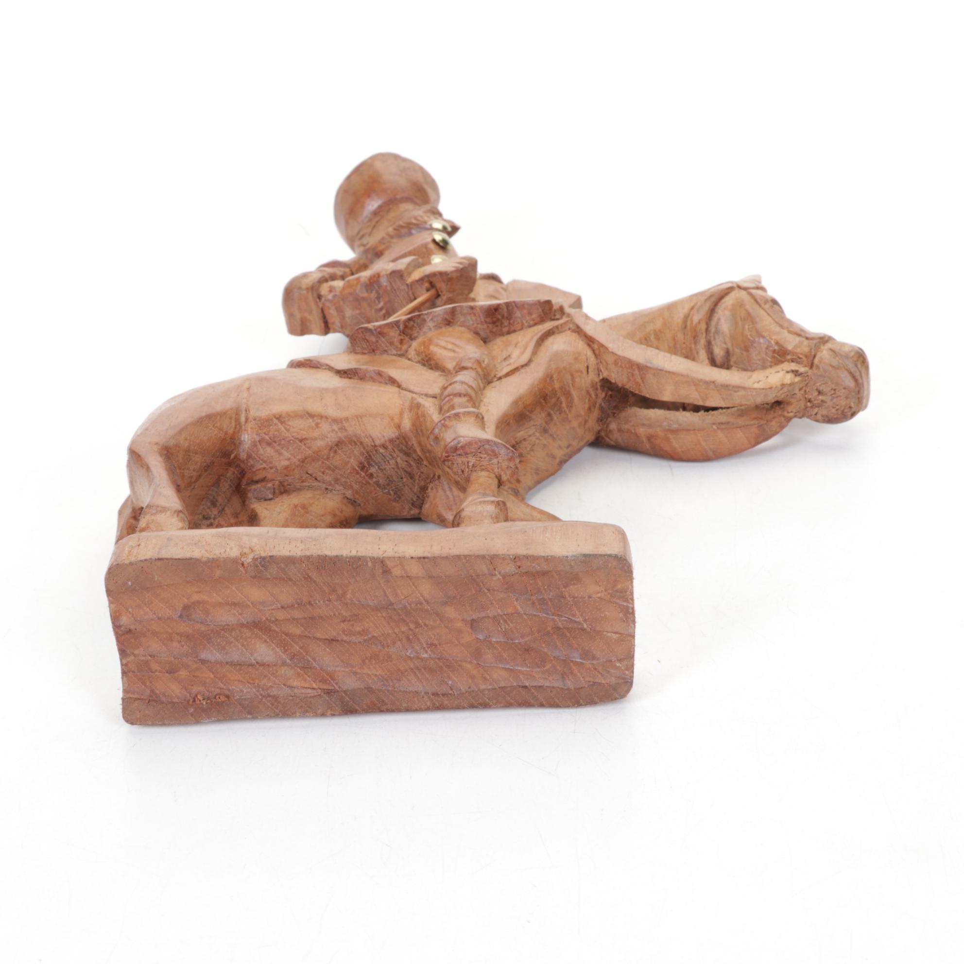 Carved Wood Don Quixote & Sancho Panza Figurines