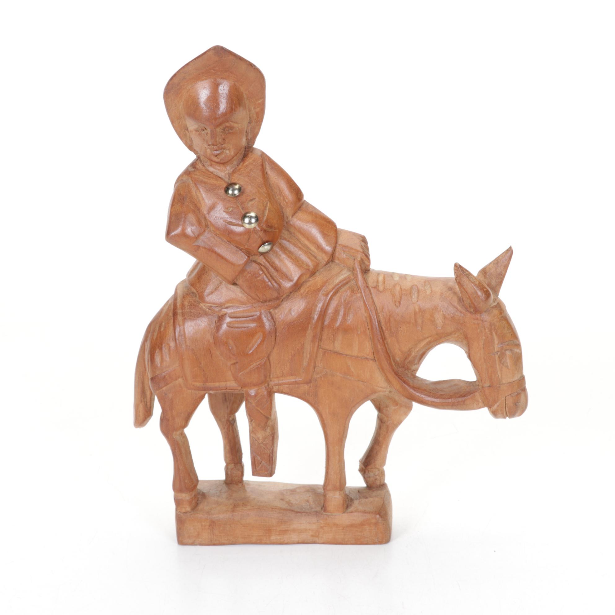 Carved Wood Don Quixote & Sancho Panza Figurines