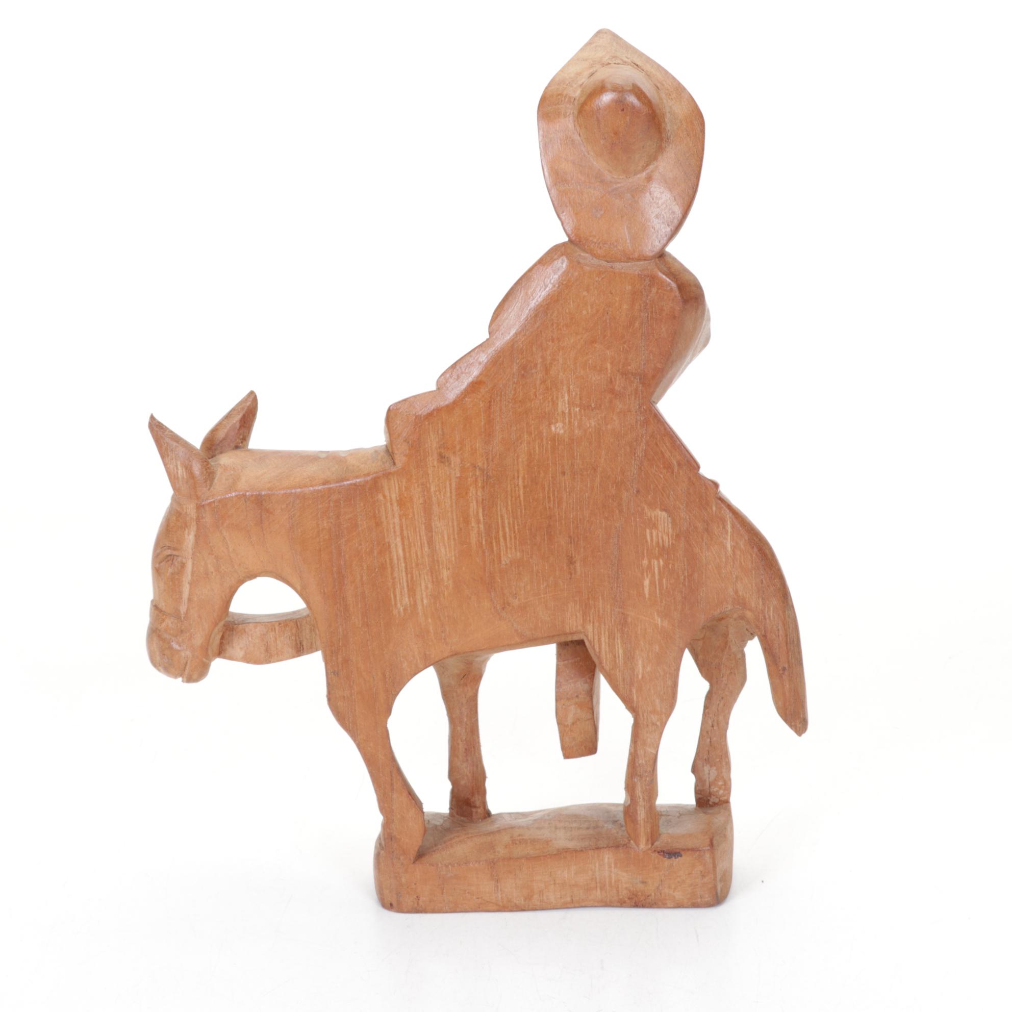 Carved Wood Don Quixote & Sancho Panza Figurines