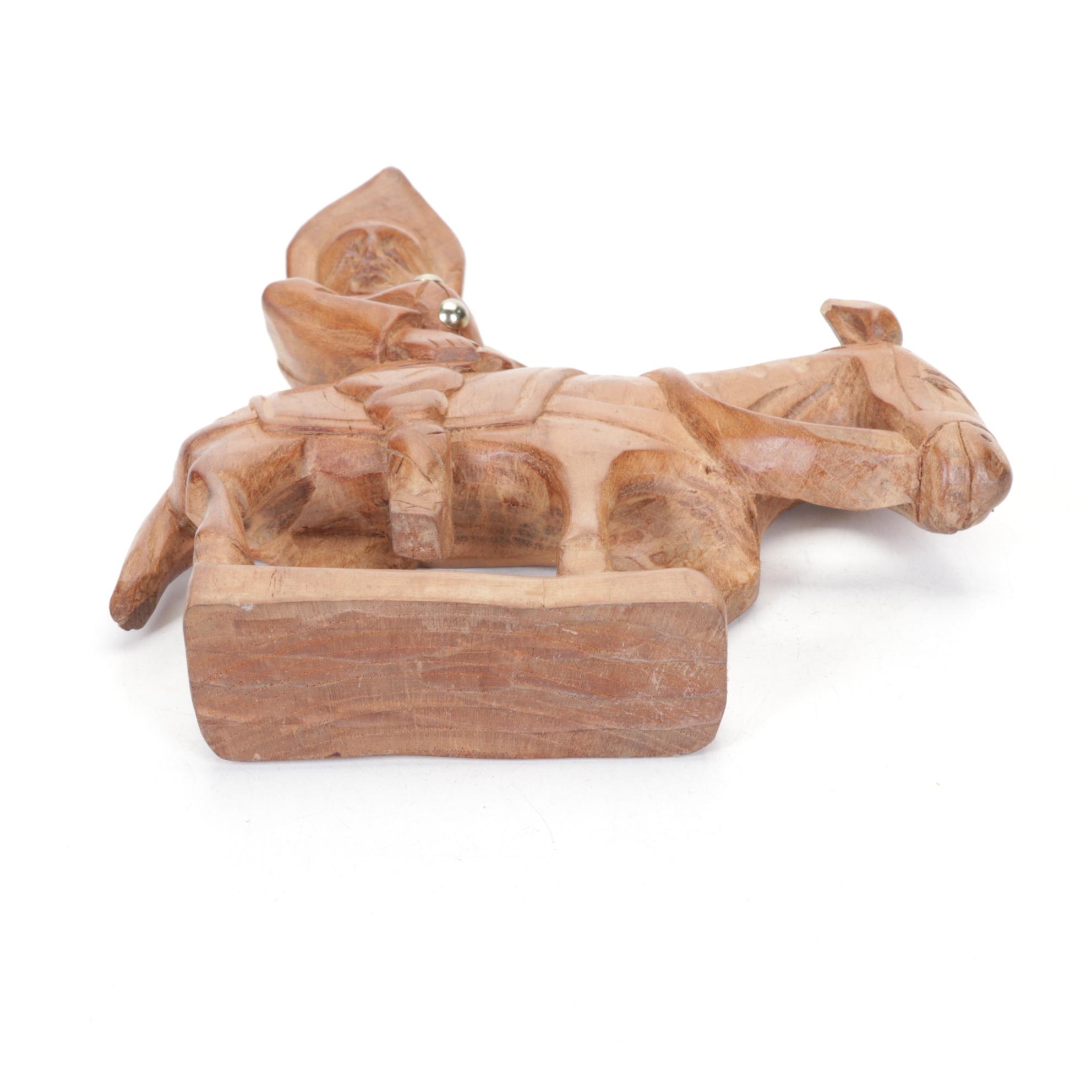 Carved Wood Don Quixote & Sancho Panza Figurines