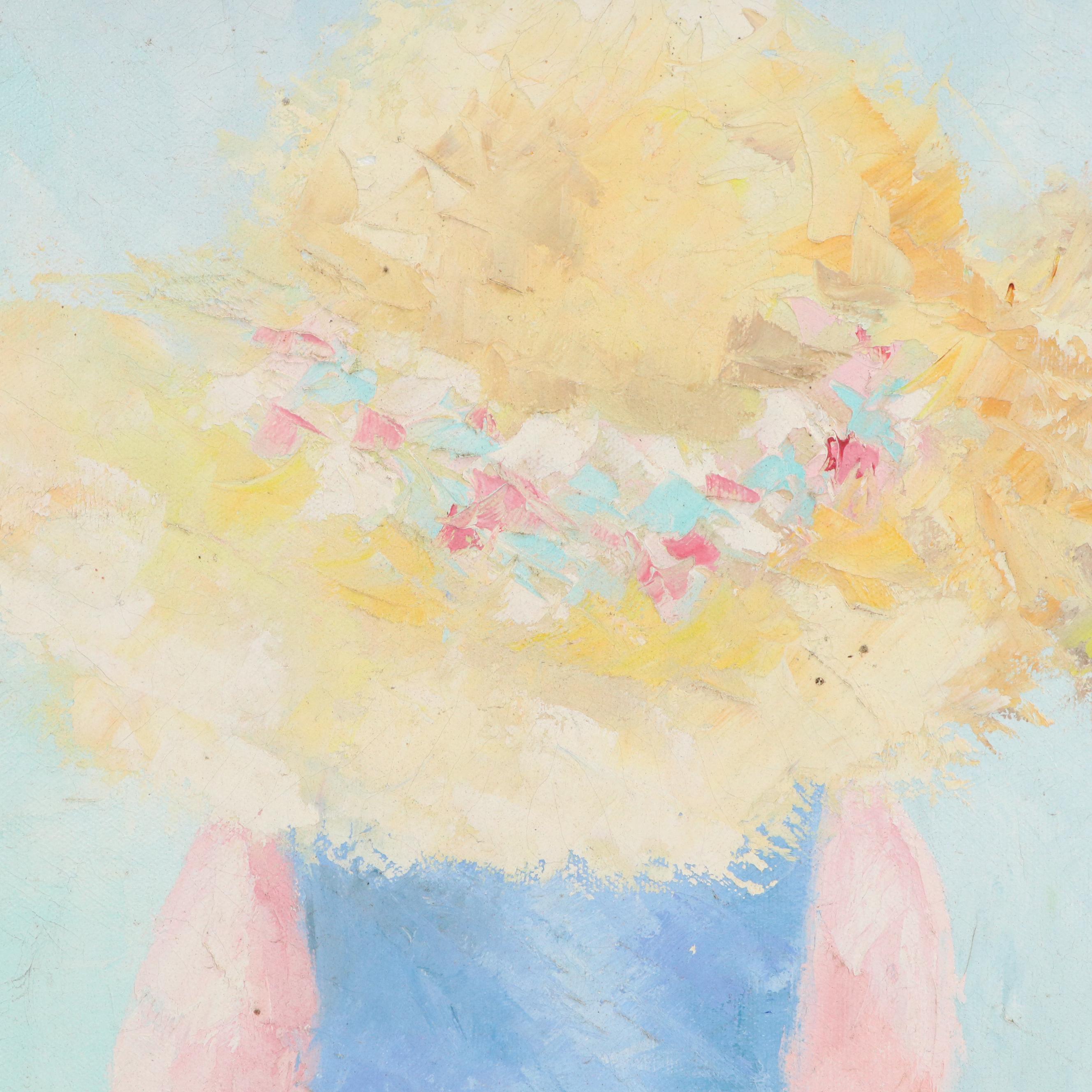 Impressionistic Oil Painting of Children, Late 20th Century