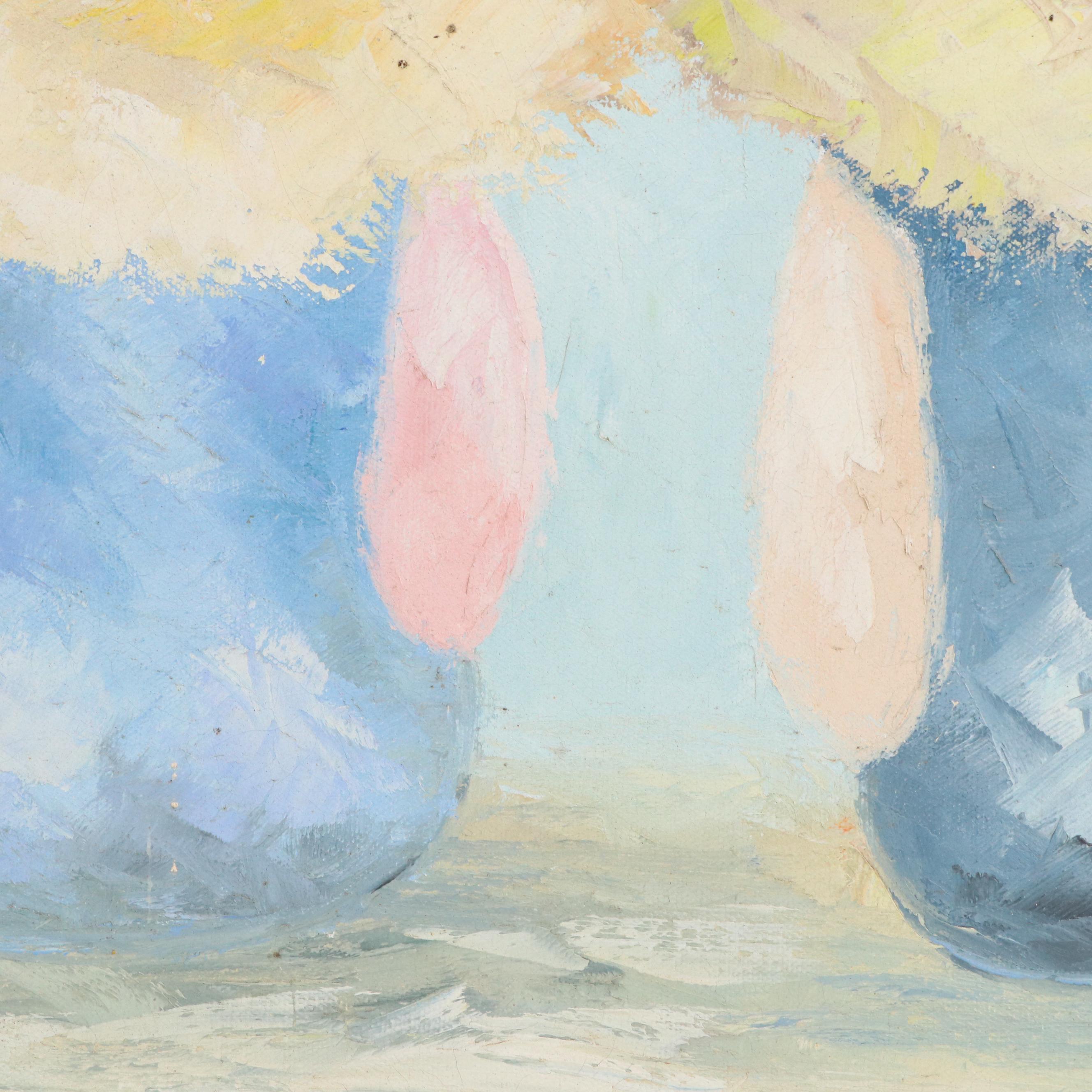 Impressionistic Oil Painting of Children, Late 20th Century