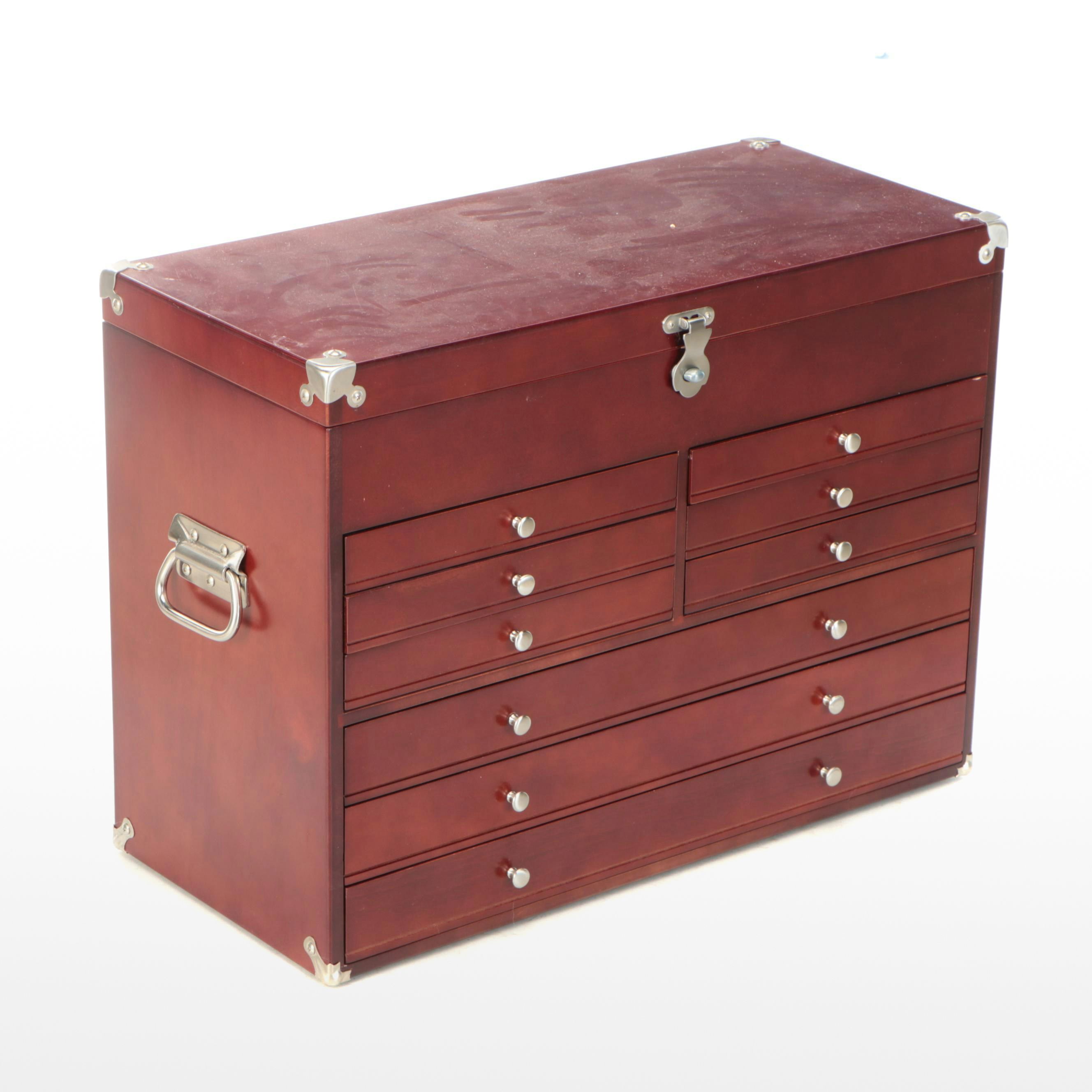 Nine-Drawer Wooden Jewelry Chest