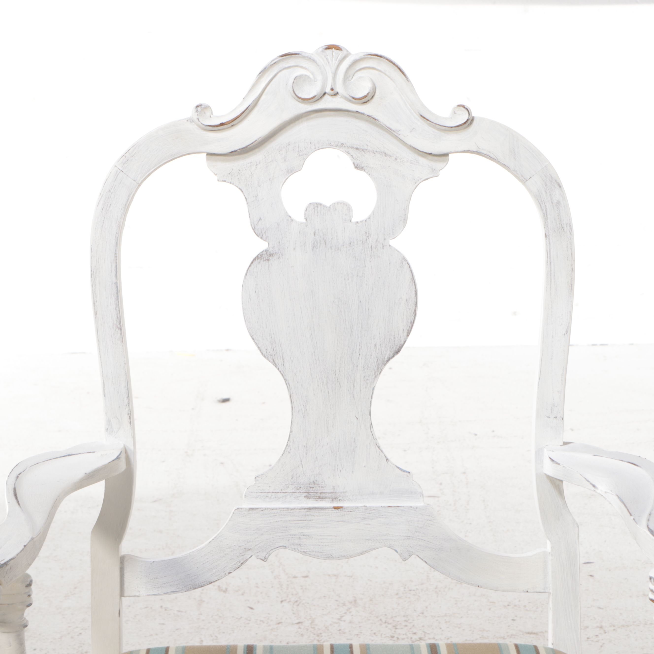 Jacobean Style White Painted Armchair, Early to Mid-20th Century