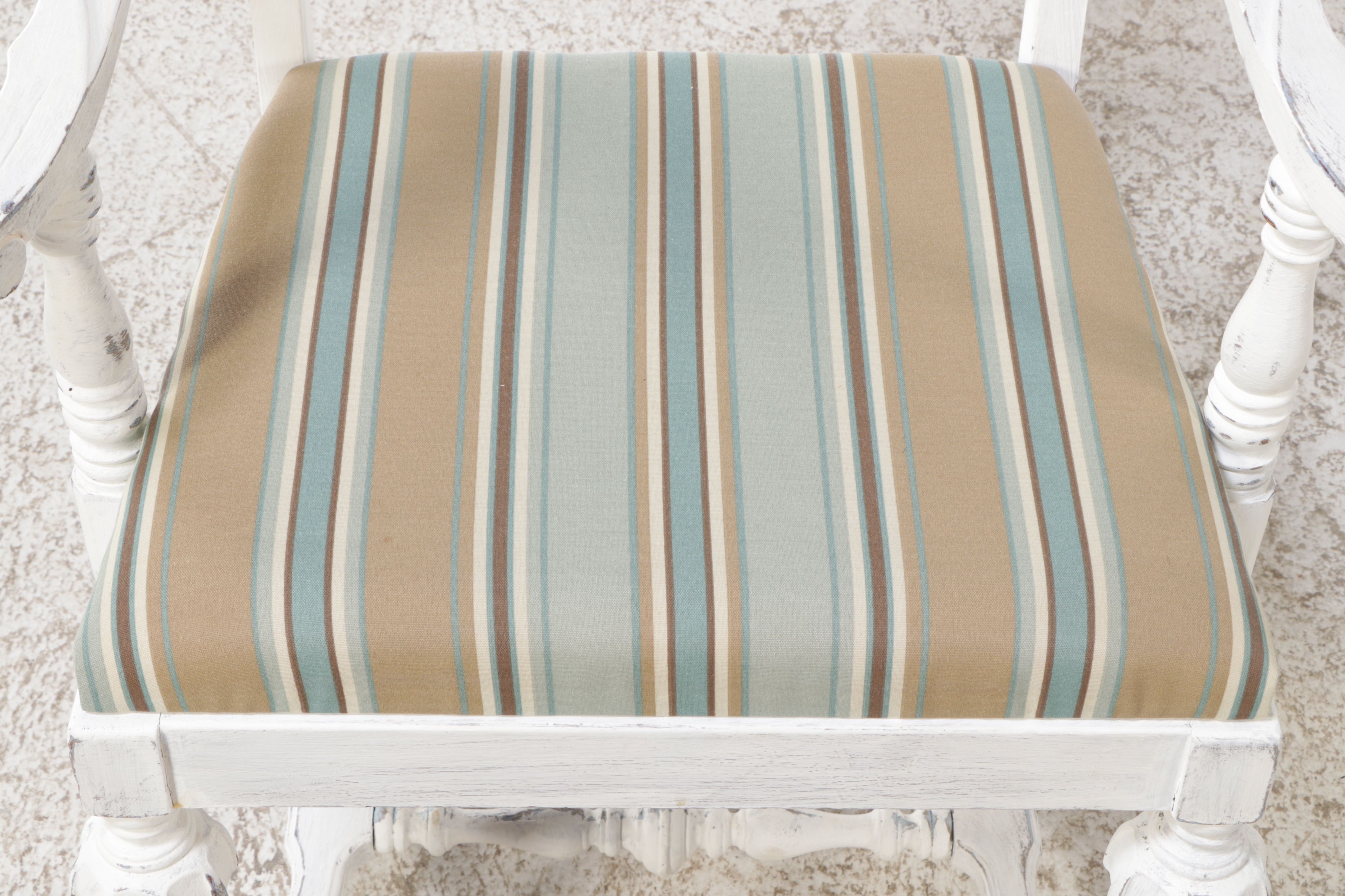 Jacobean Style White Painted Armchair, Early to Mid-20th Century