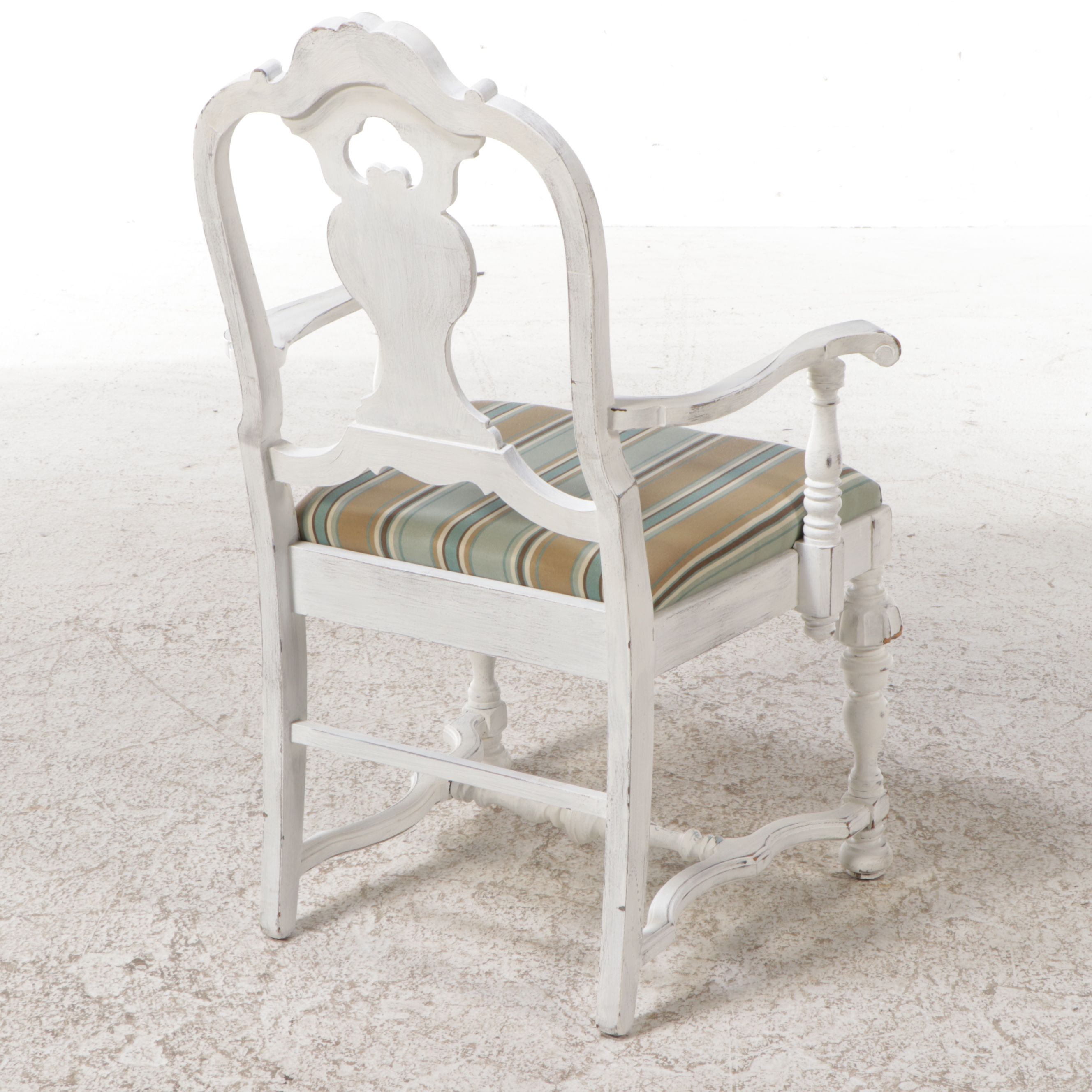 Jacobean Style White Painted Armchair, Early to Mid-20th Century