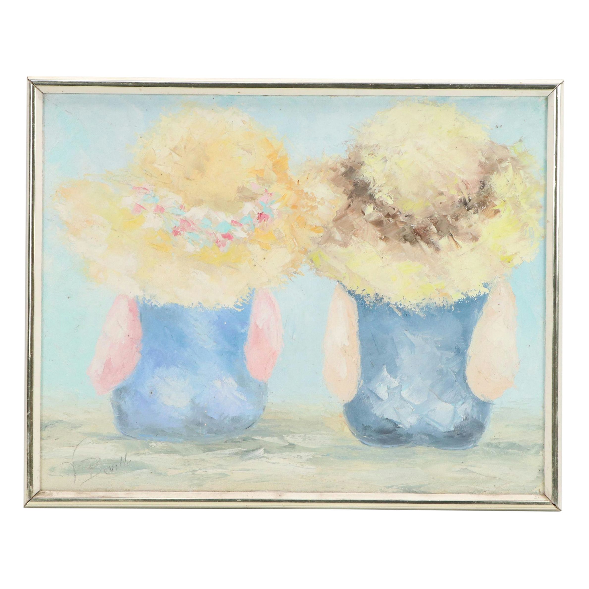 Impressionistic Oil Painting of Children, Late 20th Century