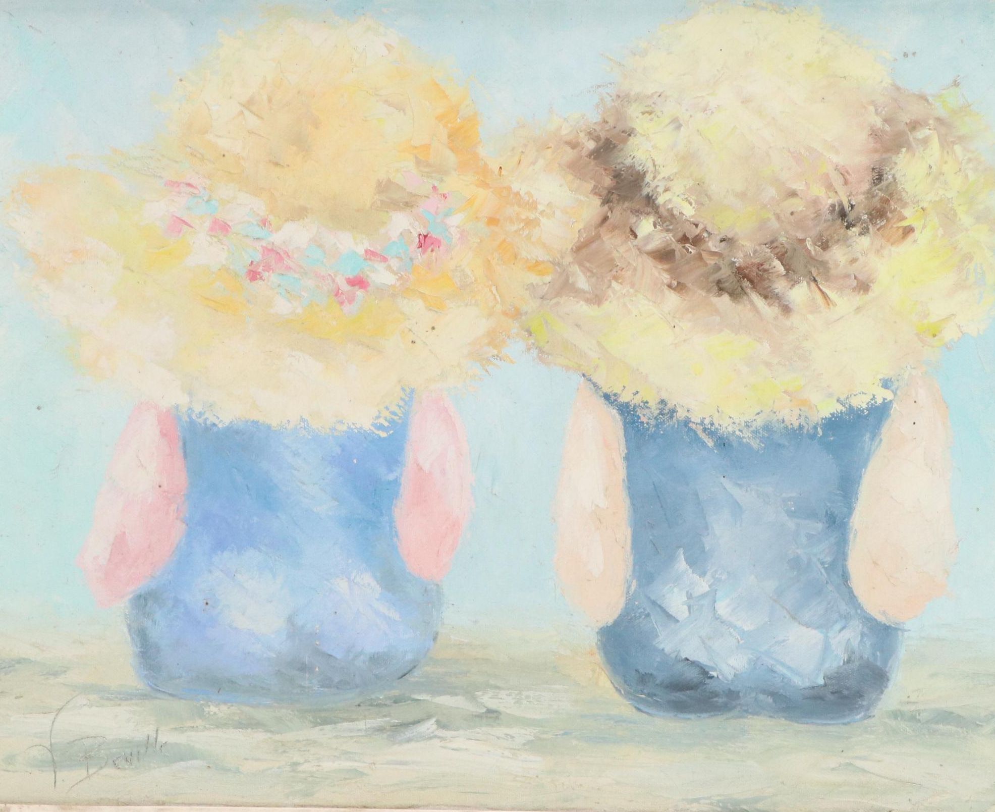 Impressionistic Oil Painting of Children, Late 20th Century