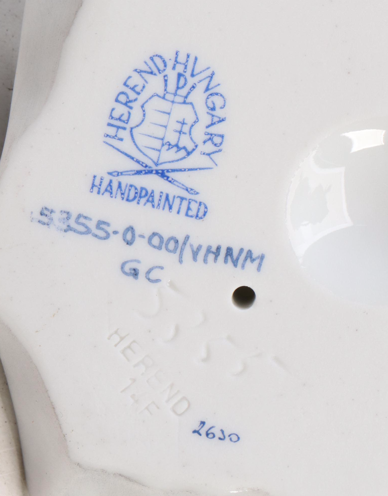 Herend Black Fishnet with Gold "Frog on Lily Pad" Porcelain Figurine