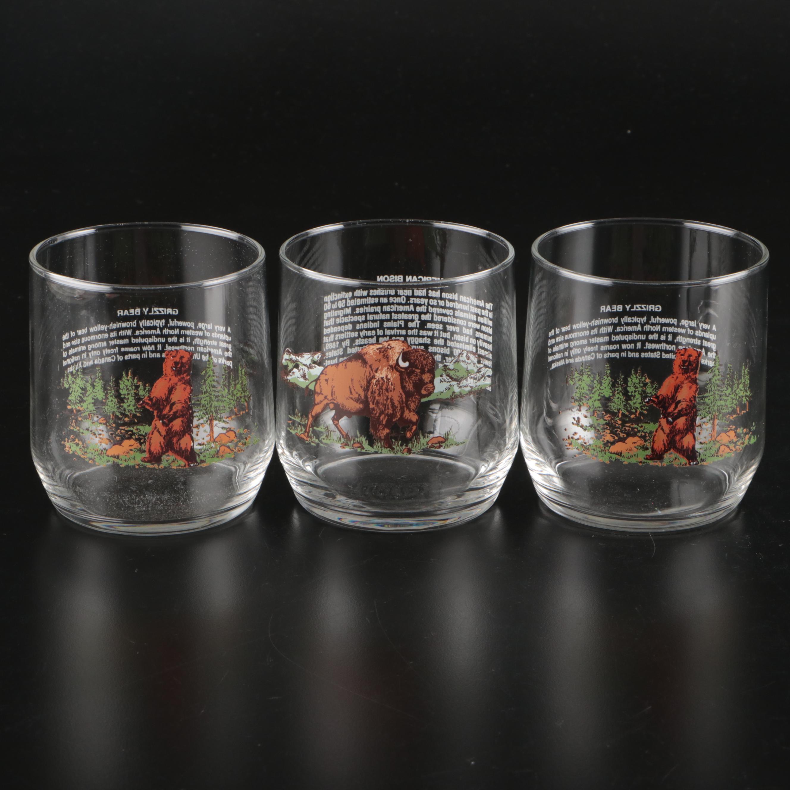 Libbey Sunoco North American Wildlife Old Fashioned Glasses, Late 20th C.