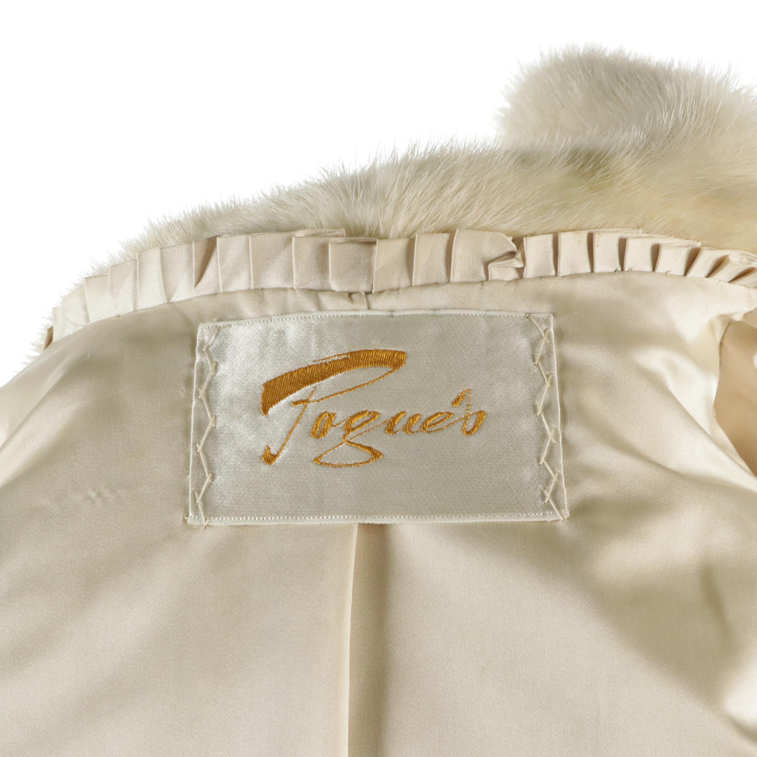 Pearl Beige Ranch Mink Fur Double-Breasted Coat from Pogue's, 1960s