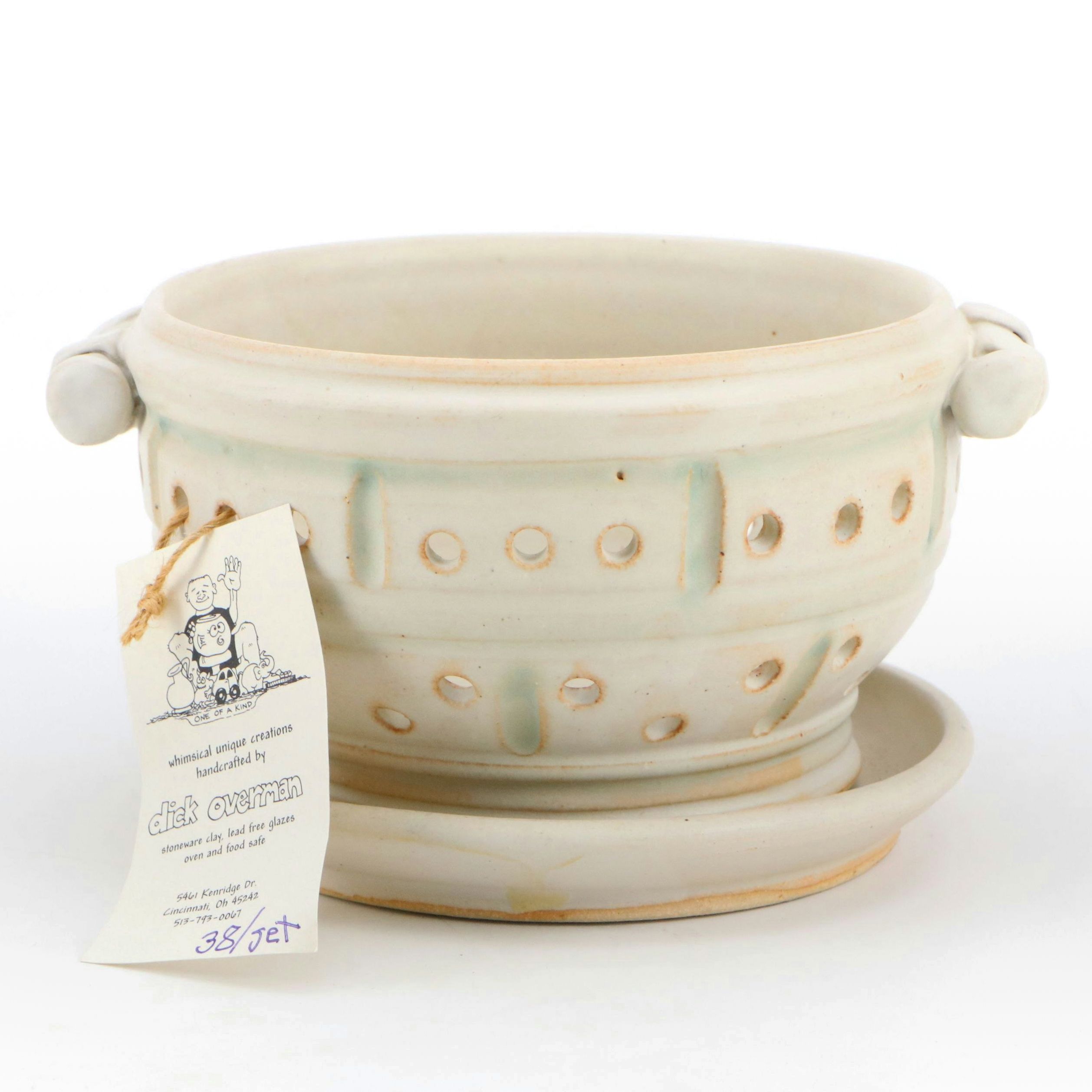 Dick Overman Stoneware Colander and Dish